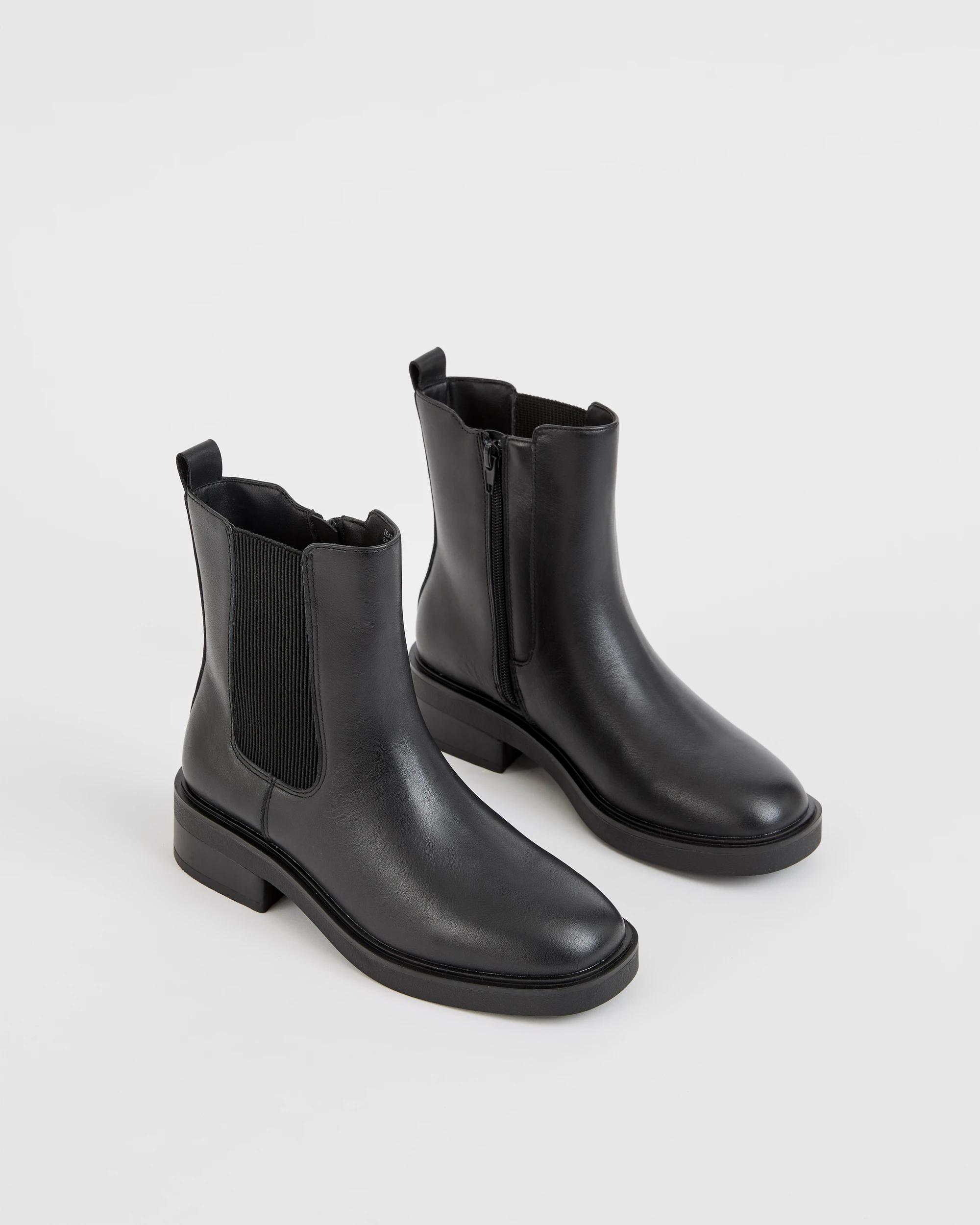 2 Target Woman Genuine Leather and Suede Chelsea Boots - Coria BLACK LEATHER, 2 of 3