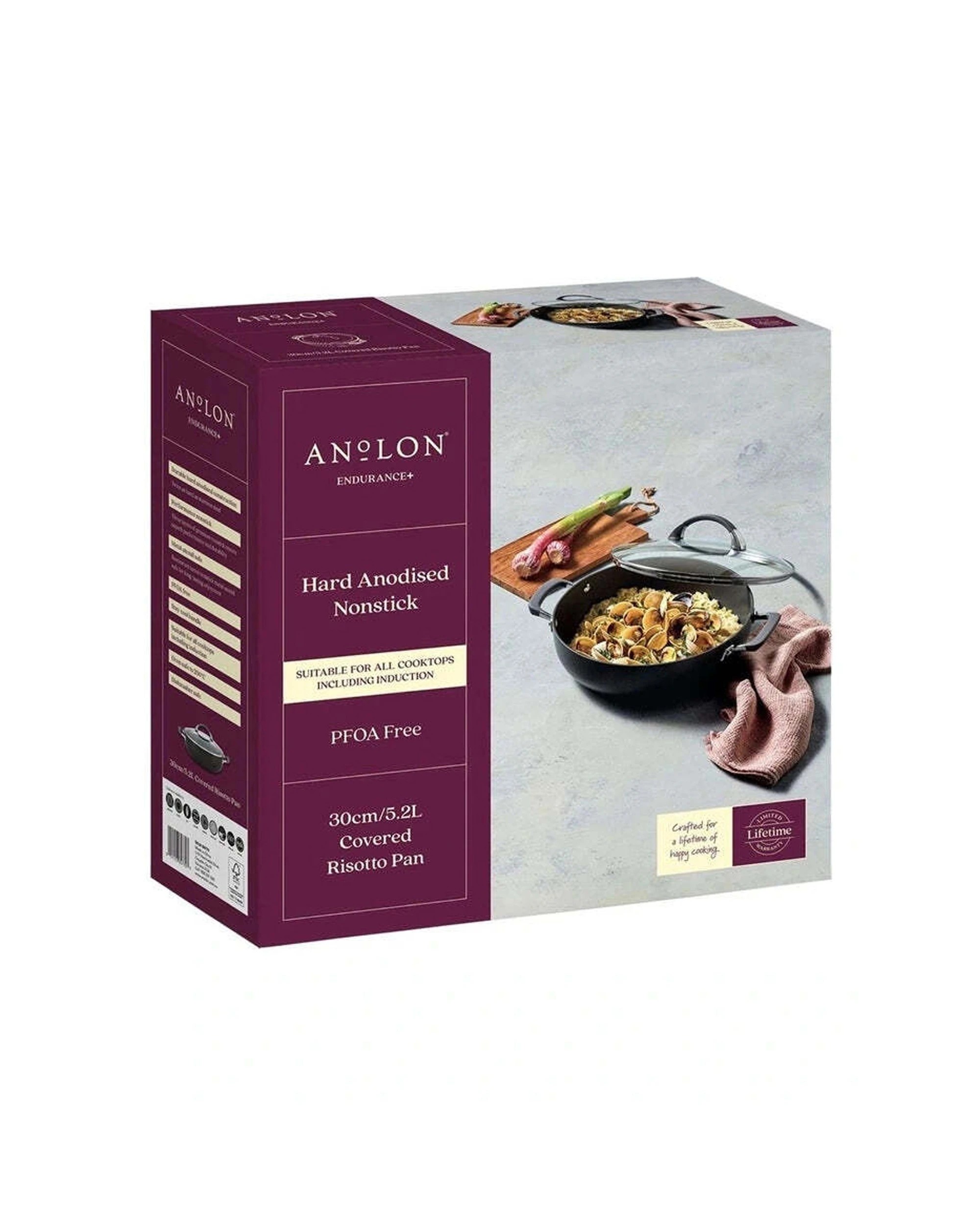 2 Anolon Endurance+ Covered Risotto Pan 30cm 5.2L Non-Stick With Lid - Black, 2 of 2