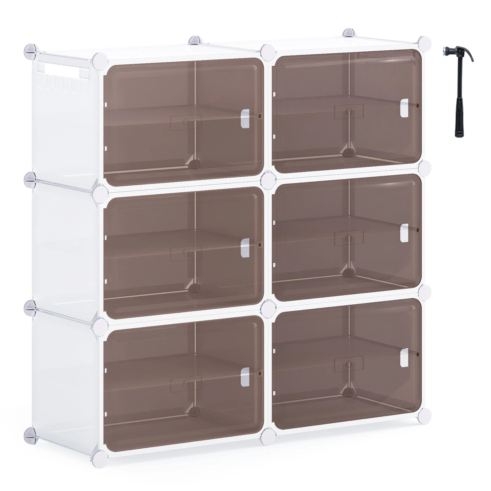 1 Costway Shoe Rack 6 Tier Shoe Storage Cabinet w/Removable Shelves Hooks Closet Organizer, 1 of 5