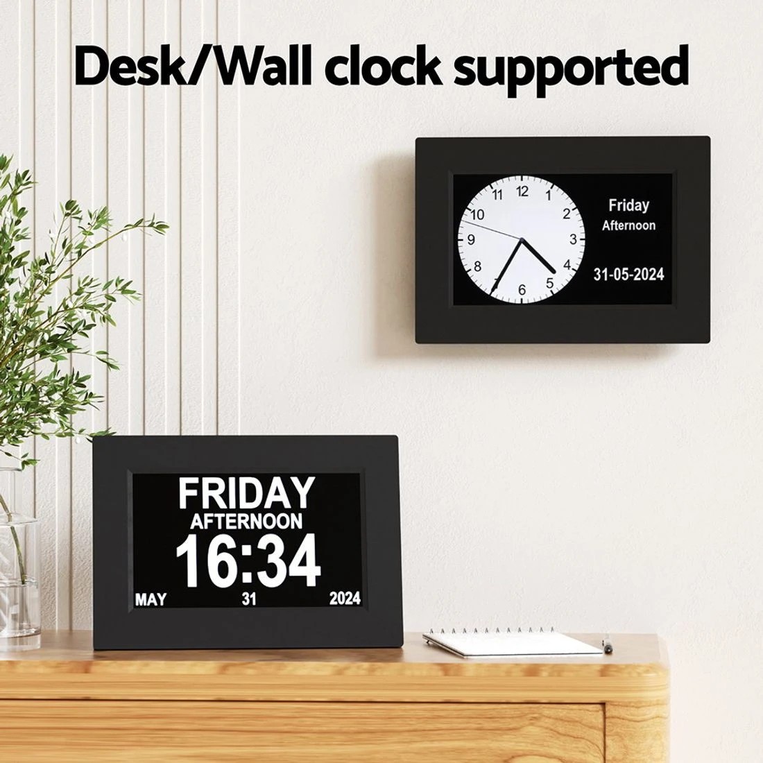 5 Artiss 8" Digital Day Clock Calendar Alarm - Black, 5 of 7