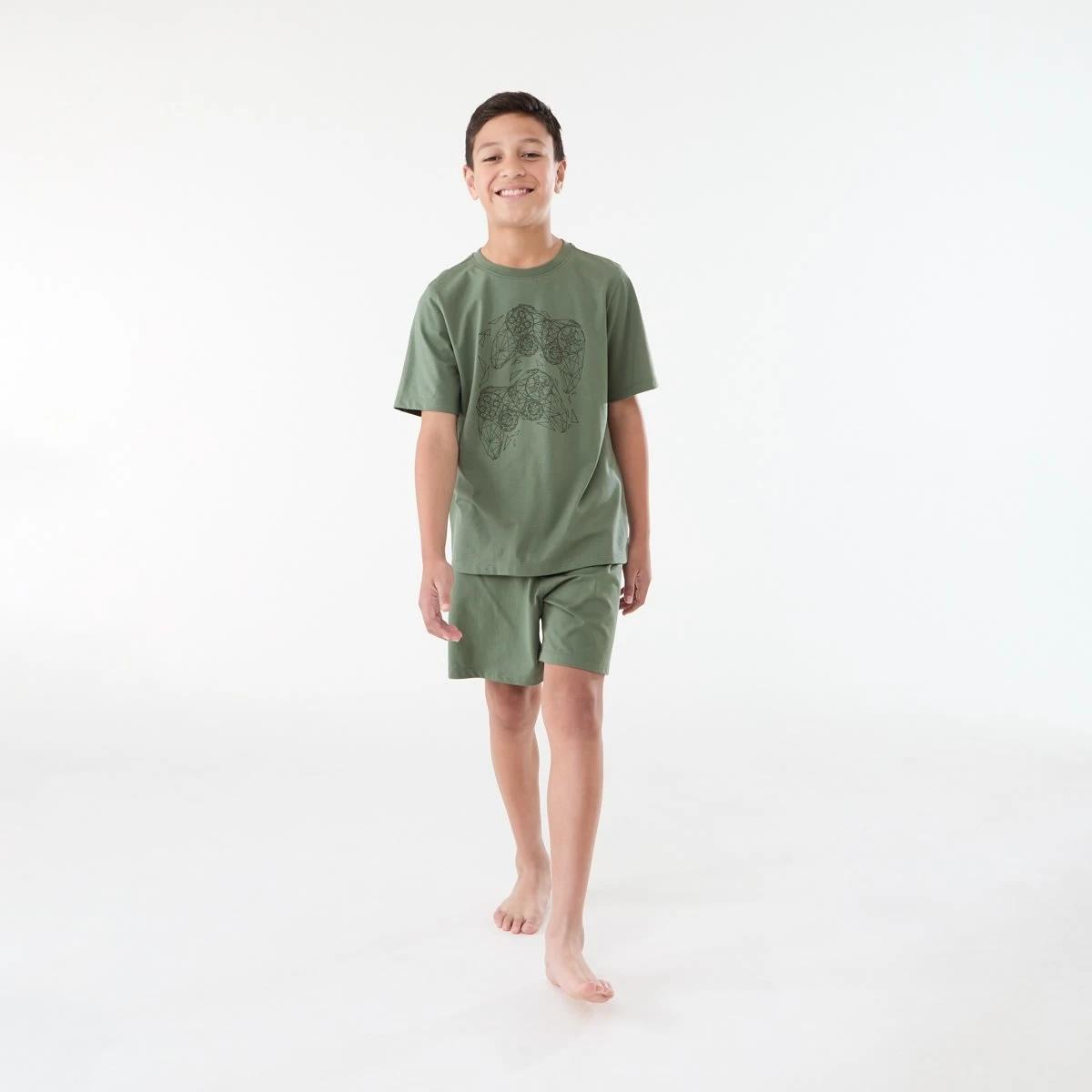 1 Short Sleeve Top Knit Pyjama Set GREEN GAMER, 1 of 6