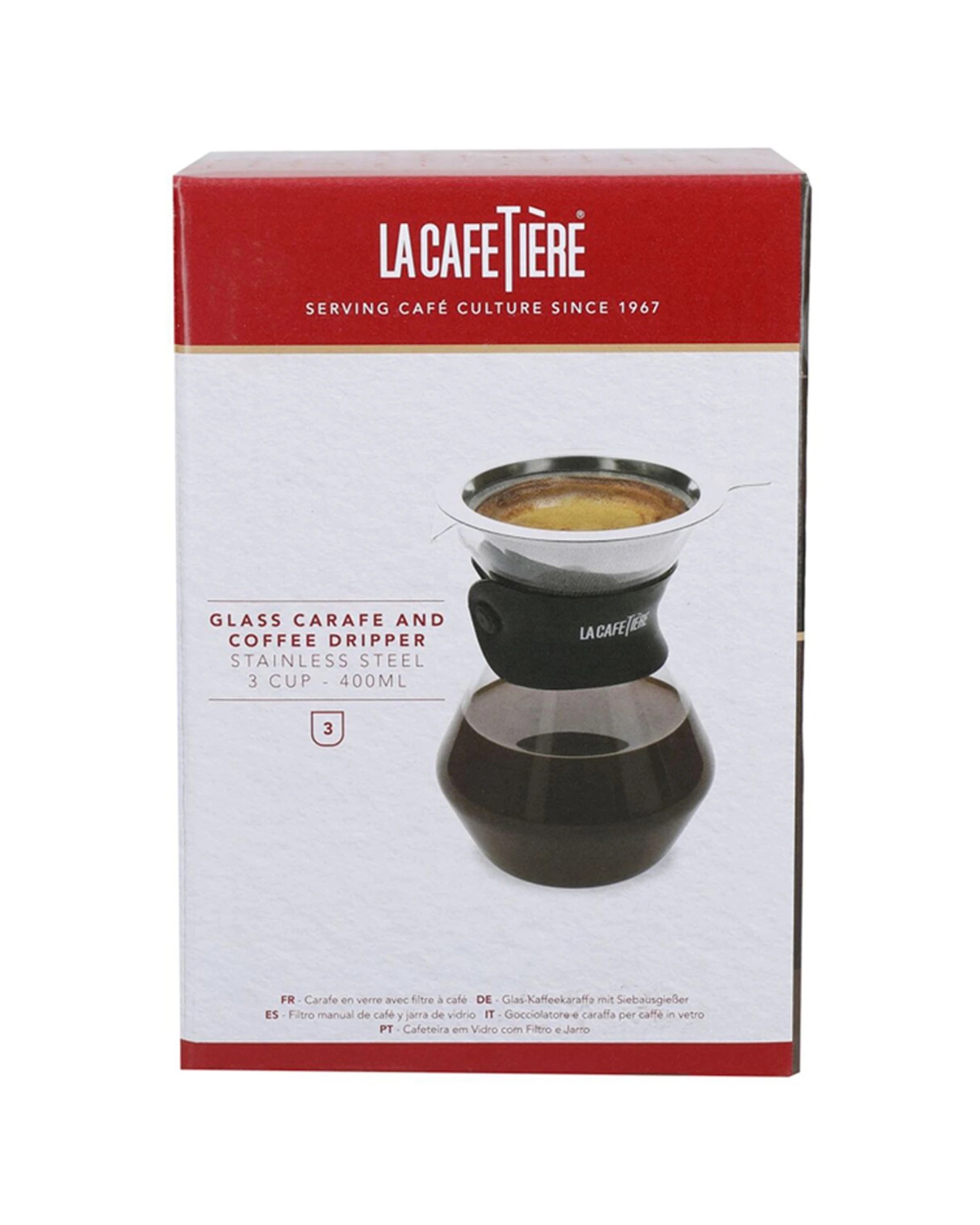 6 La Cafetiere 3 Cup Glass Coffee Dripper With Stainless Steel Filter 400ml - Black, 6 of 8