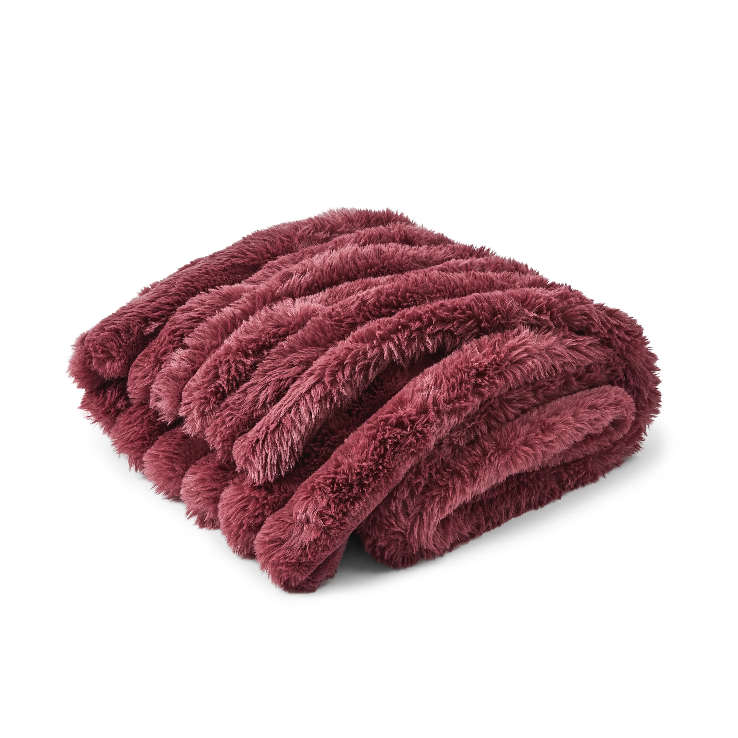 3 Ribbed Faux Fur Throw - Port, 3 of 6