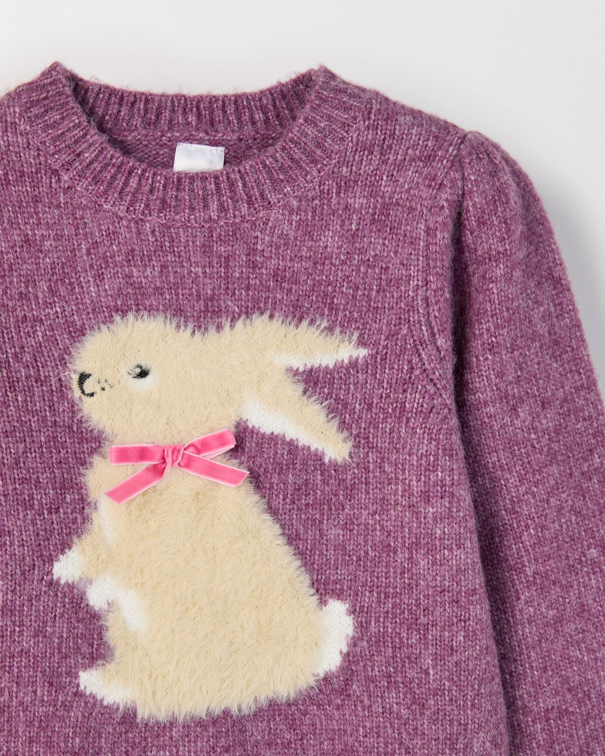 5 Target Kids Balloon Sleeve Knit Jumper PURPLE BUNNY, 5 of 8