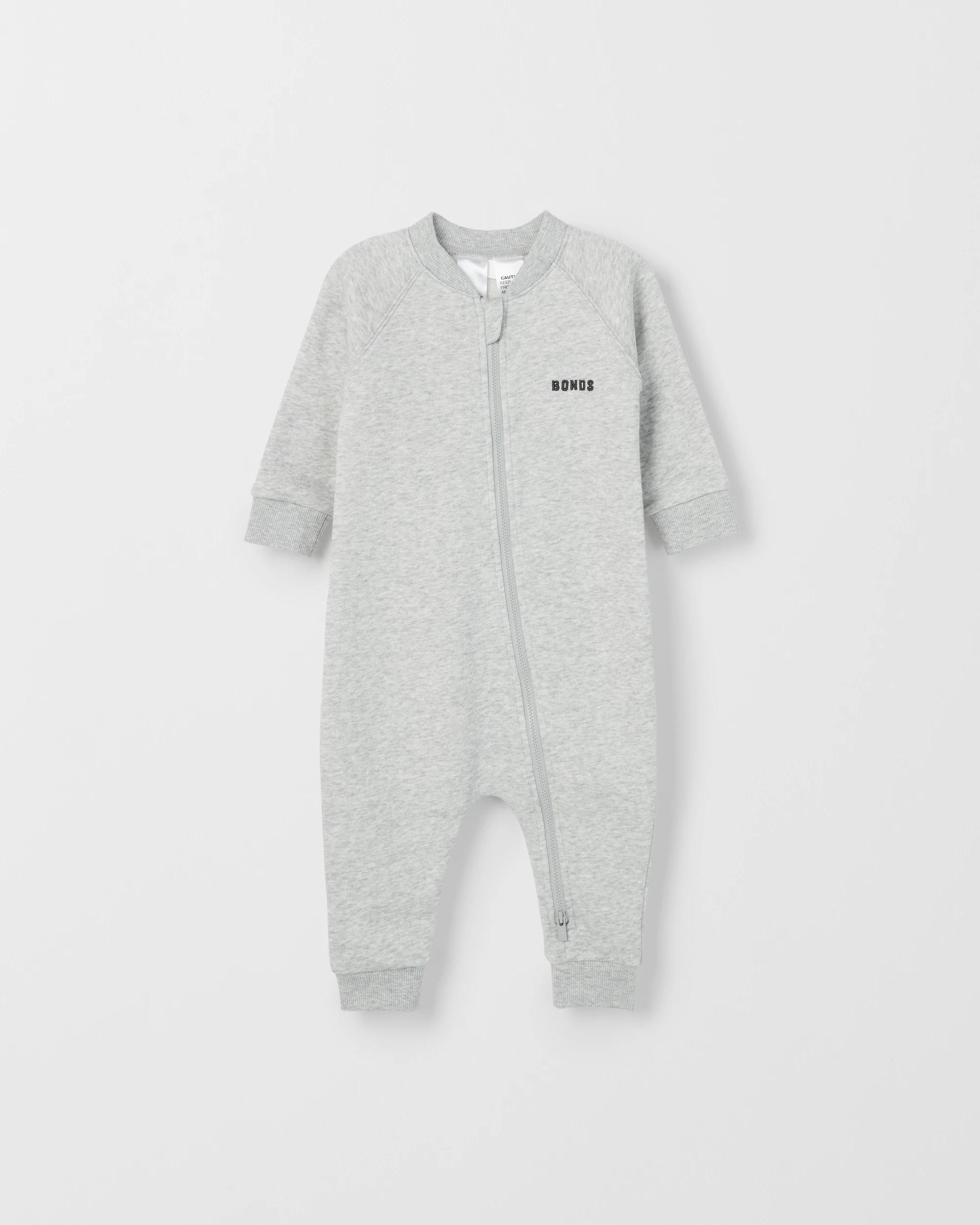 4 Bonds Baby Everyday Fleece Zip Coverall NEW GREY MARLE, 4 of 5