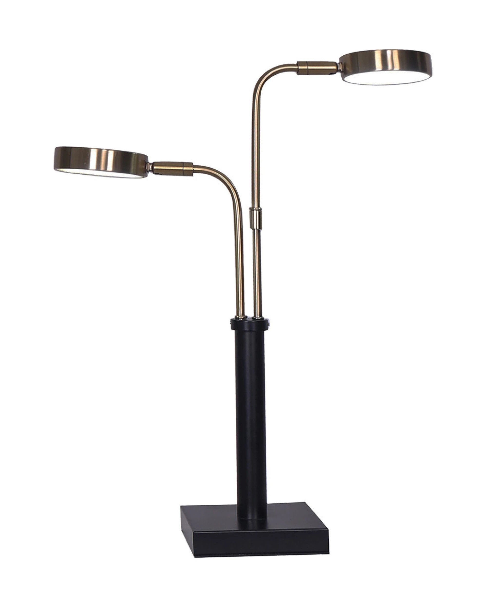 1 Sarantino LED Metal Table Lamp with 2 Lights Brushed Gold Black Finish, 1 of 10