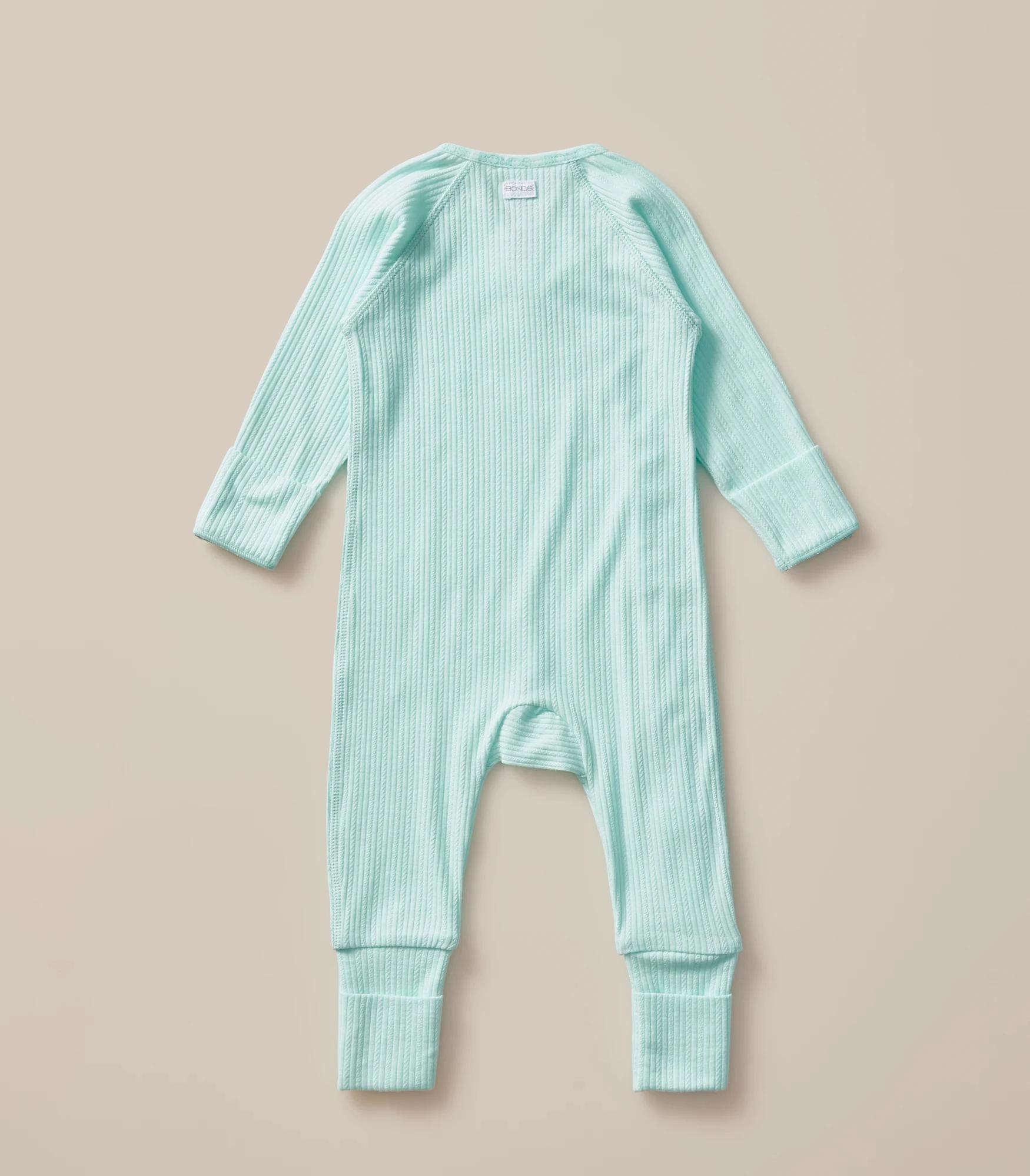 2 Bonds Baby Pointelle Cozysuit AQUA, 2 of 4
