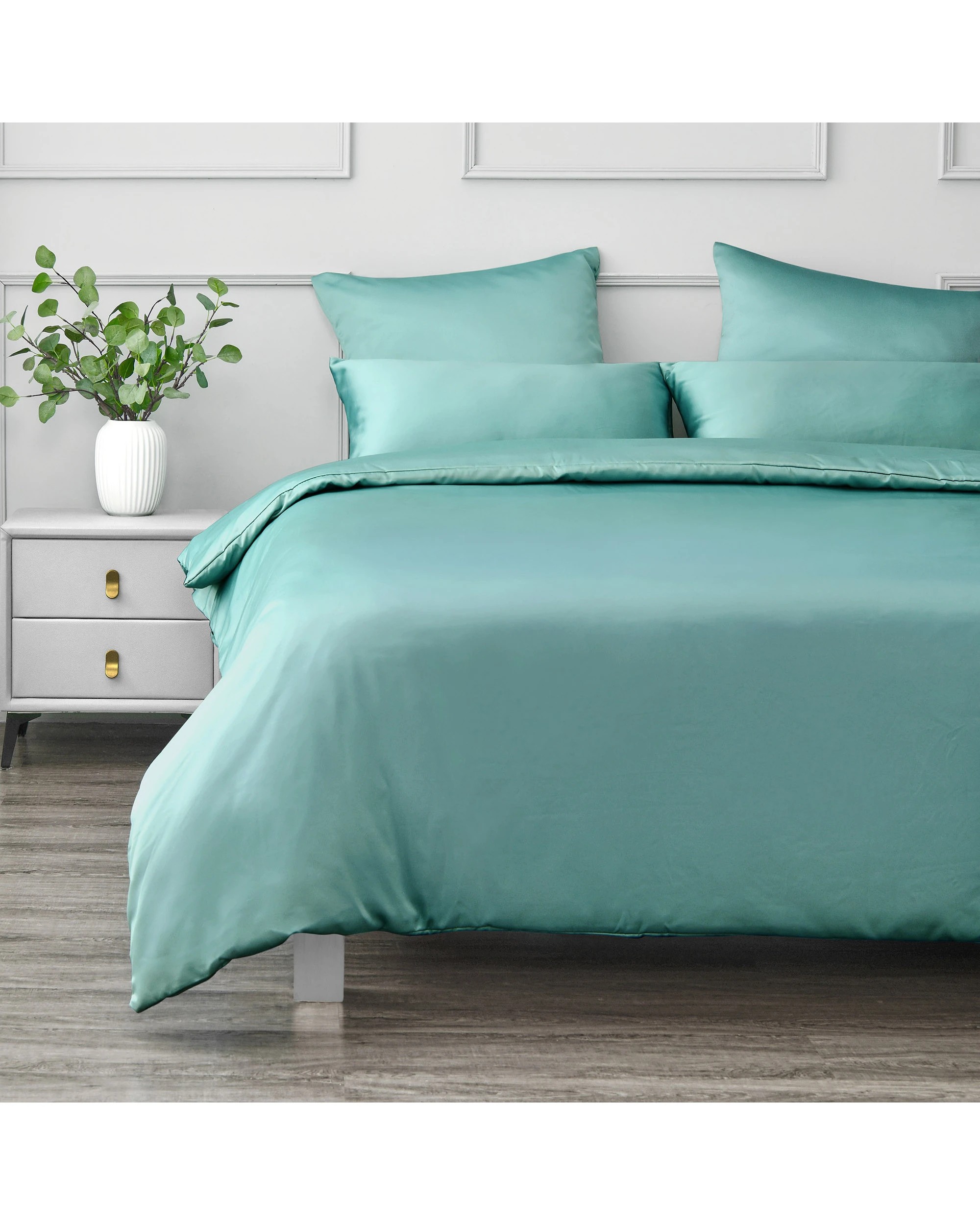 2 Dreamaker Matte Satin Quilt Cover Set - Single Bed - Duckegg, 2 of 7