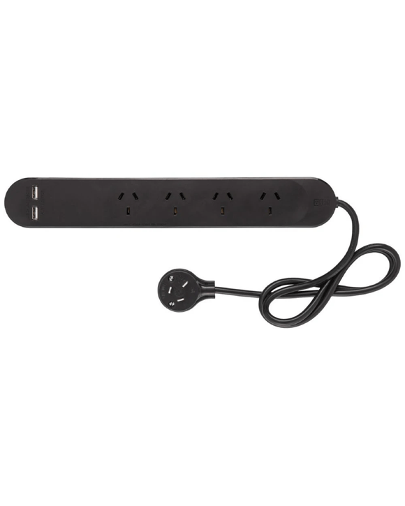 HPM Surge Protected 4 Outlet Powerboard with USB Ports
