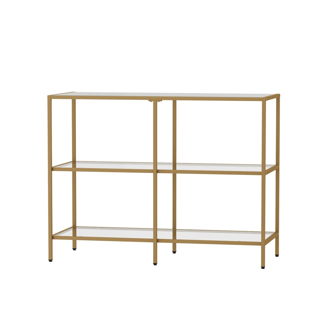 9 Oikiture Console Table Tempered Glass Sofa Table Hall Side Entry 3 Shelves
 - Gold, 9 of 10