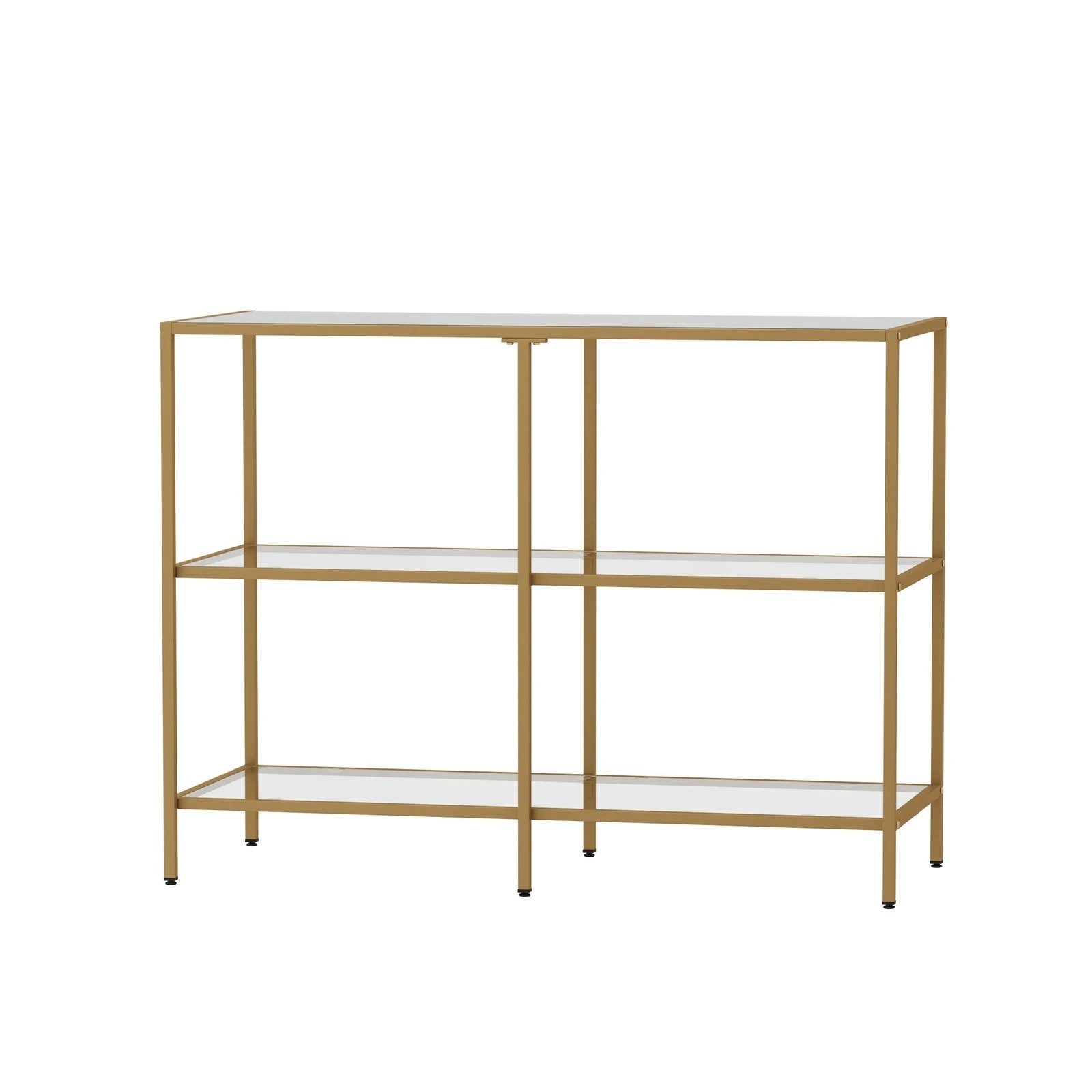 9 Oikiture Console Table Tempered Glass Sofa Table Hall Side Entry 3 Shelves
 - Gold, 9 of 10