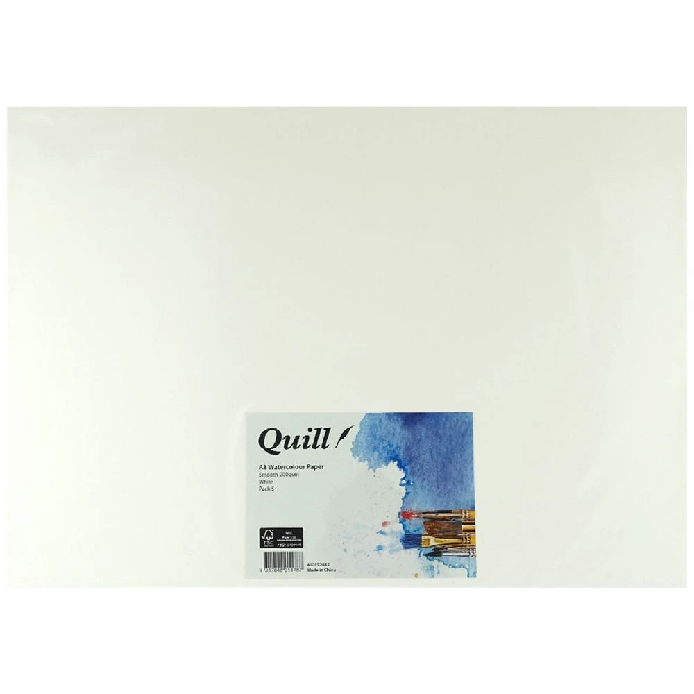 1 Quill A3 Smooth Watercolour Paper 5 Pack, 1 of 2