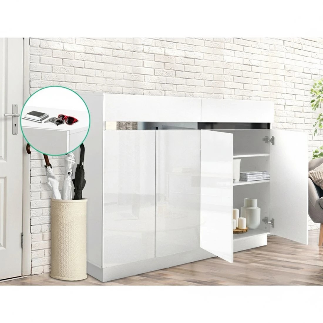 5 Artiss Shoe Rack Cabinet Storage Cupboard 24 Pairs - Lydia - White, 5 of 5