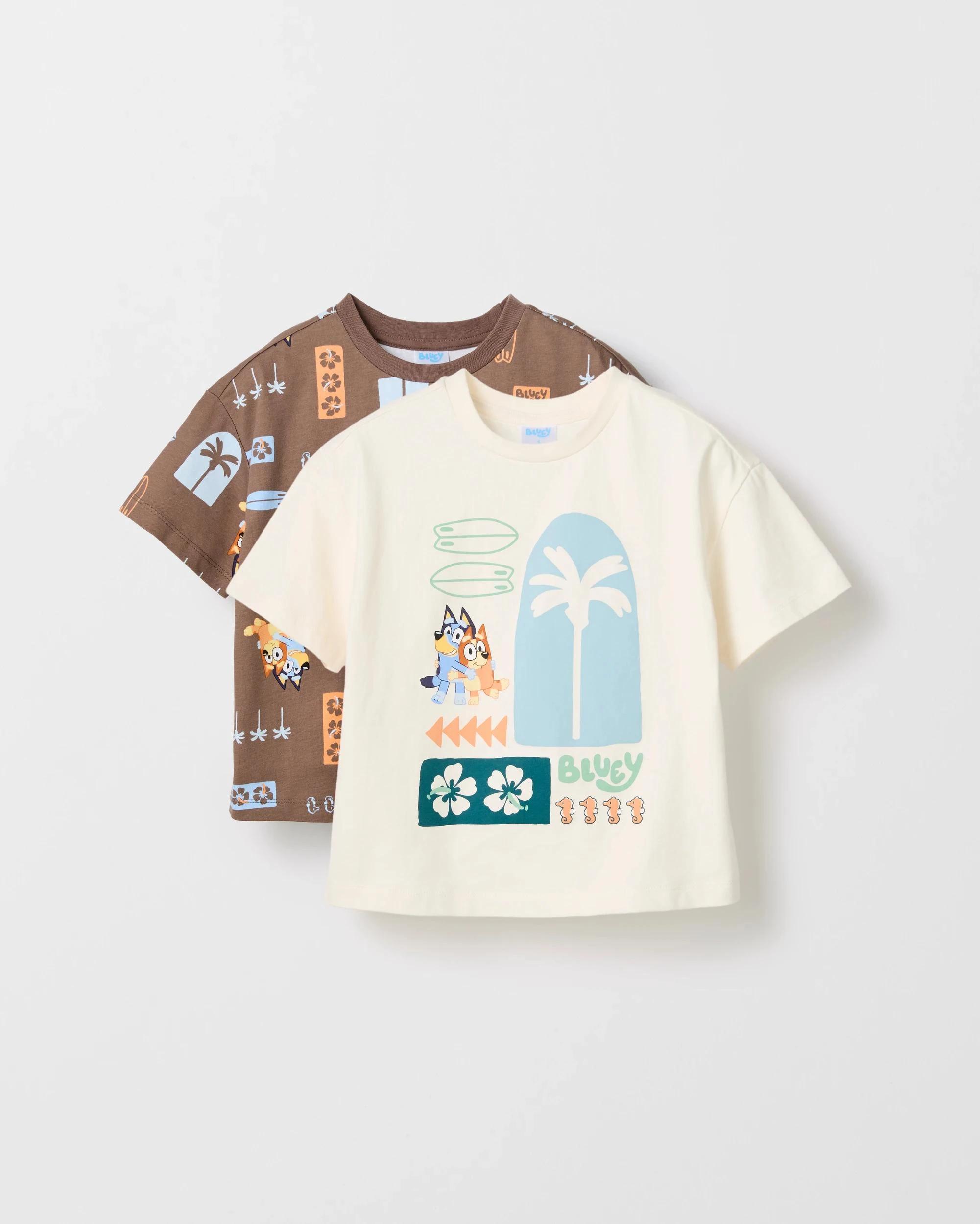 4 Bluey Australian Cotton T-Shirt 2 Pack BROWN/NEUTRAL, 4 of 6