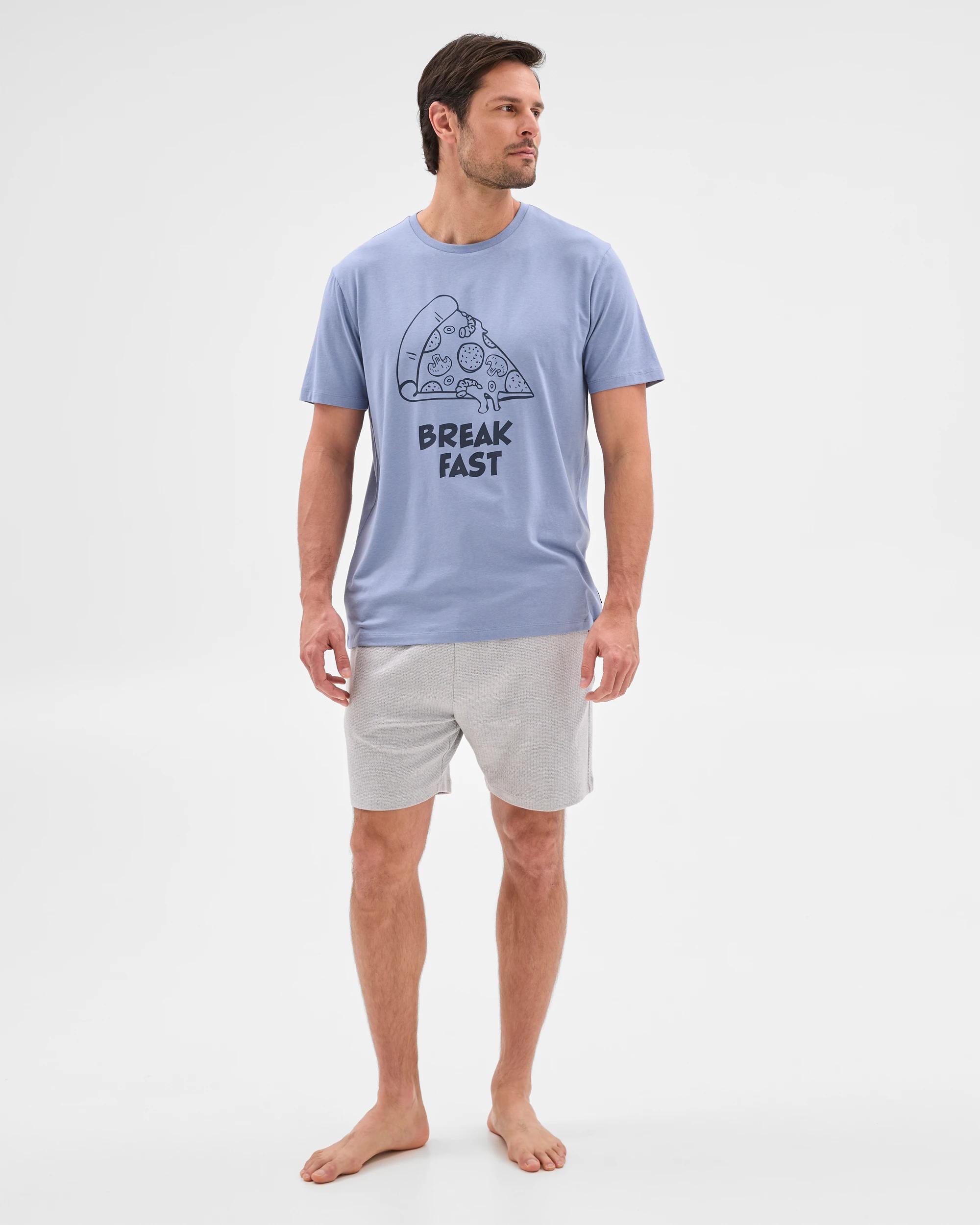 2 Australian Cotton Blend Print Sleep T-shirt - Maxx PIZZA BREAKFAST, 2 of 6