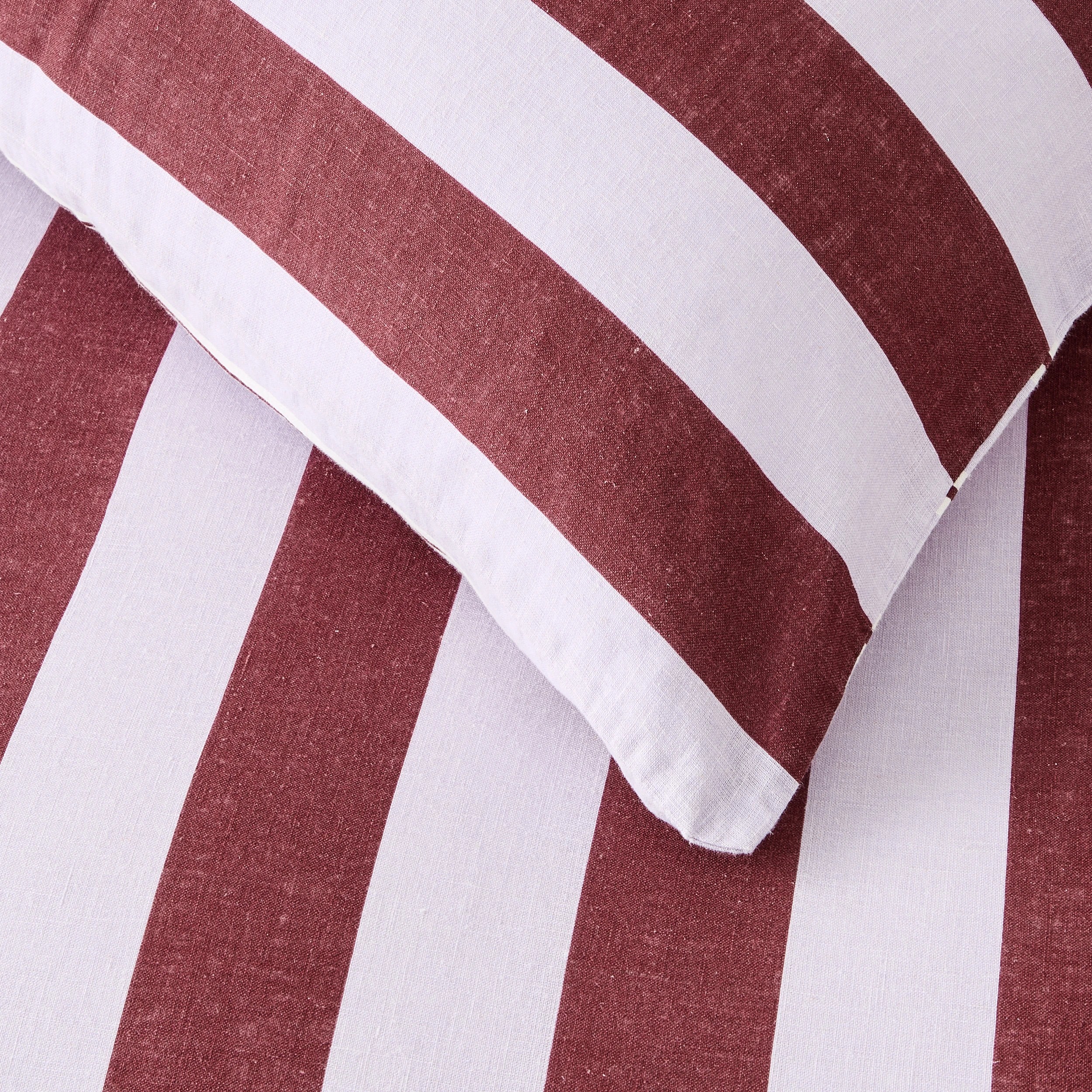 4 Stripe Linen Cotton Quilt Cover Set - King Bed, Port and Lilac, 4 of 8