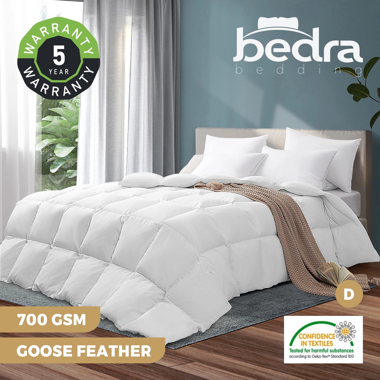3 Bedra Bedding Double 700GSM Goose Down Feather Quilts Duvet Doona - White, 3 of 10