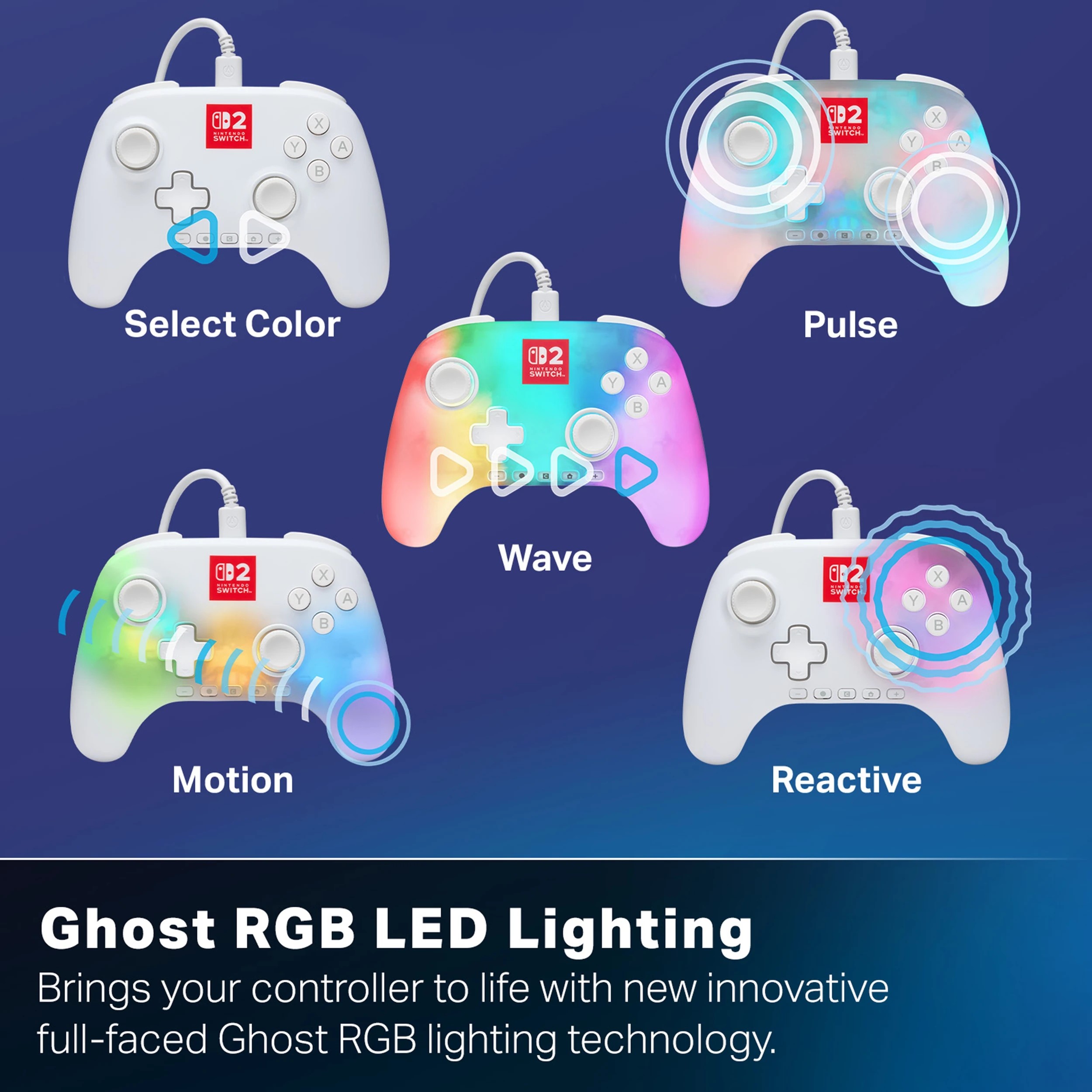 7 White Light Up Wired Controller Nintendo Switch 2 - White, 7 of 10