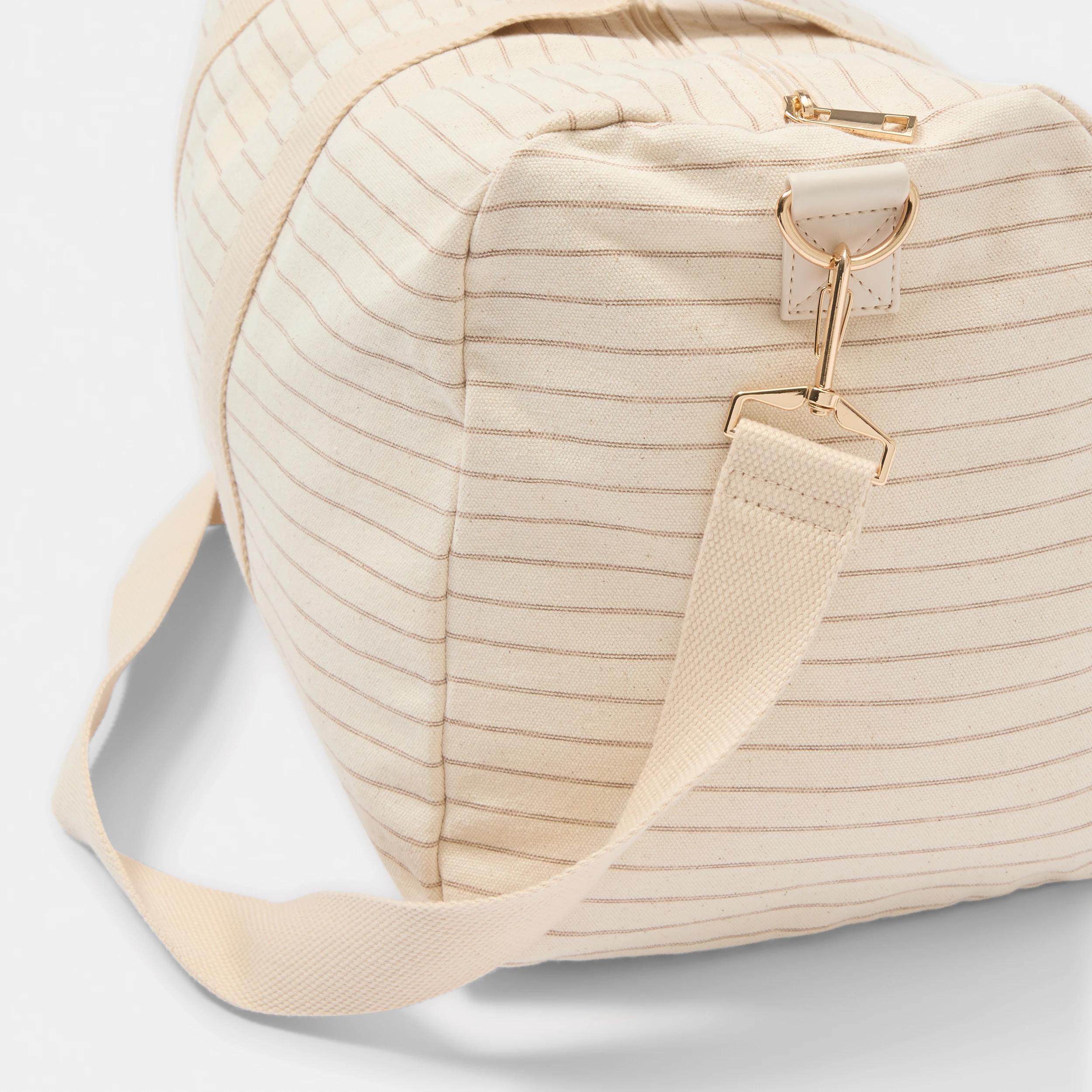 4 Canvas Weekender Bag Beige Strp, 4 of 7