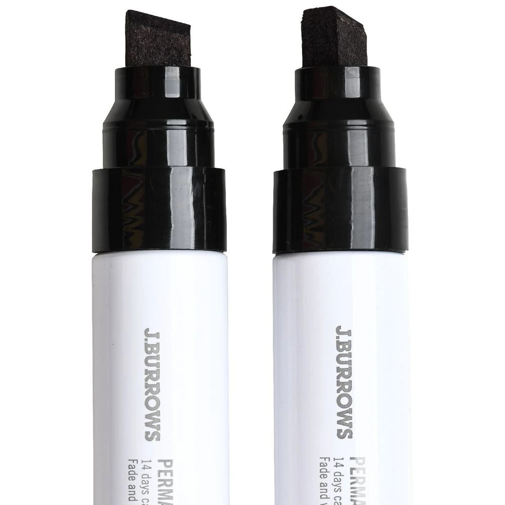 3 J.Burrows Jumbo Metal Permanent Markers Chisel Black 2 Pack, 3 of 3