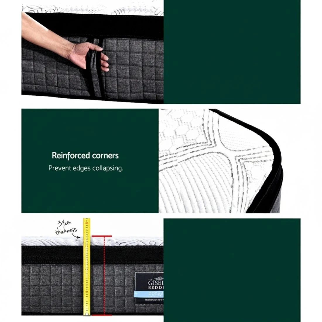 6 Giselle Bedding 34cm Mattress 9 Zone Latex Foam Queen - Queen Bed - Multi, 6 of 7