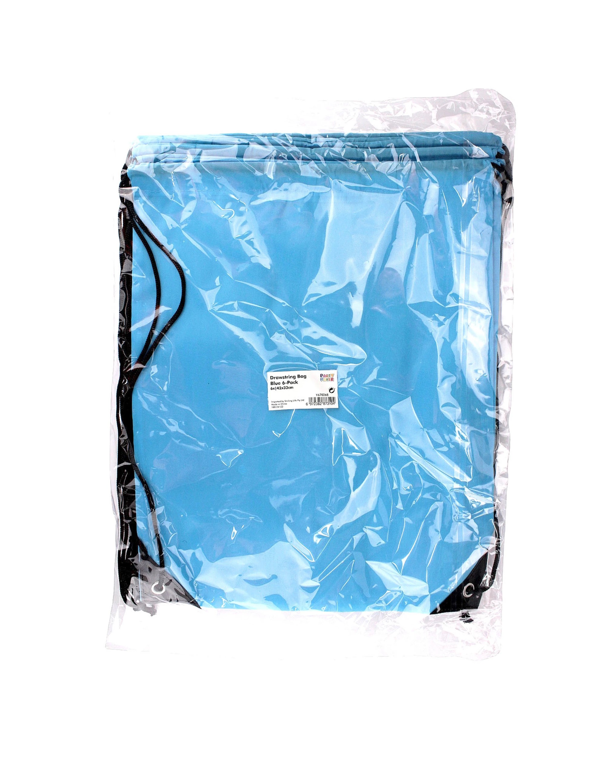 3 Partyrama Light Drawstring Bags Pack of 6 - Blue, 3 of 3