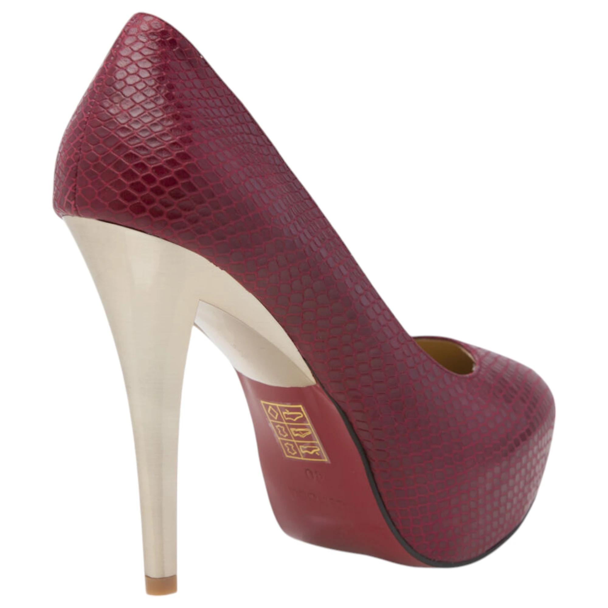 3 Zasel Jayne Womens Ladies Leather High Gold Stiletto Heels Shoes BURGUNDY, 3 of 3