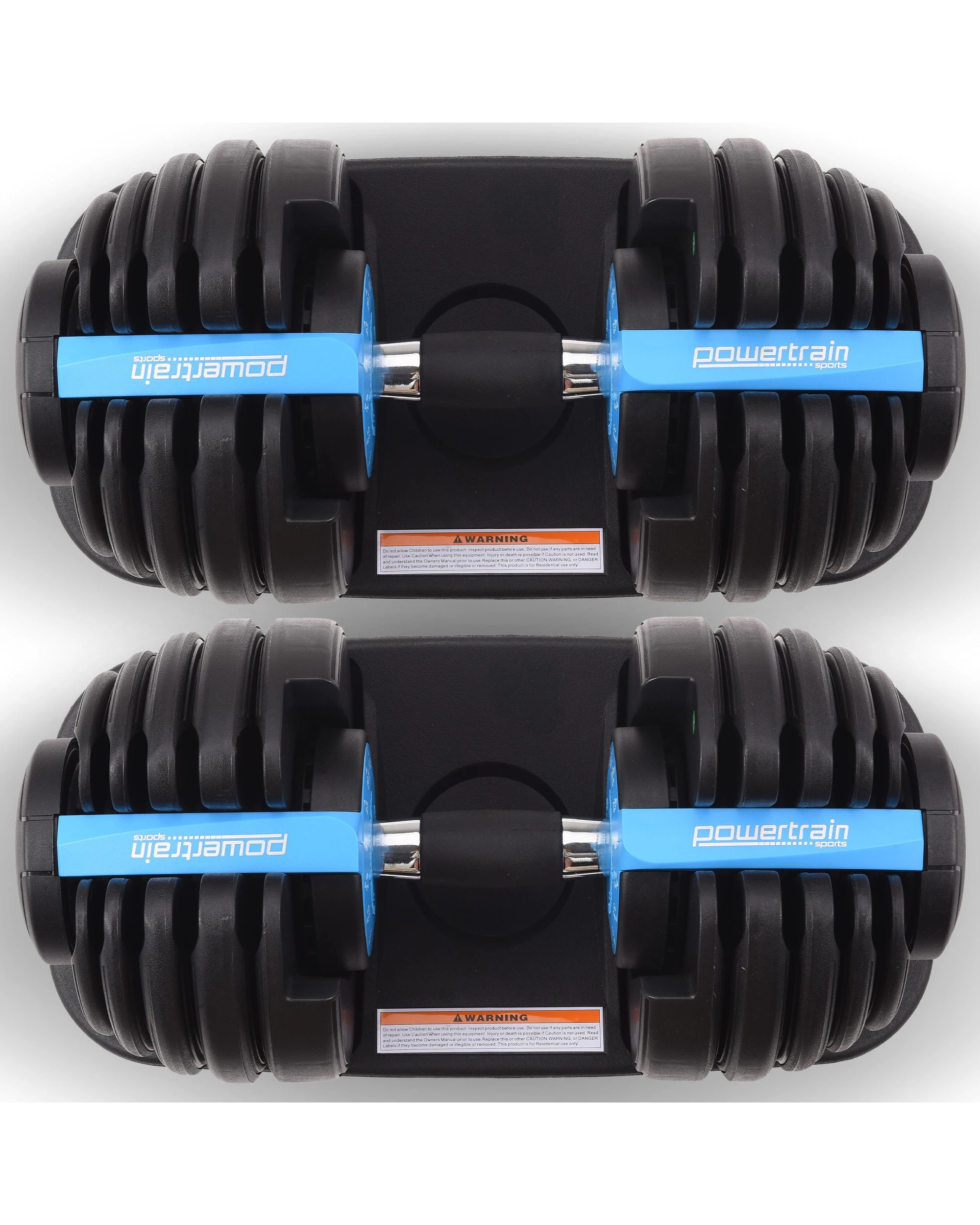 8 Powertrain 48kg Adjustable Dumbbells Set Home Gym Exercise Free Weights Stand - Blue, 8 of 8