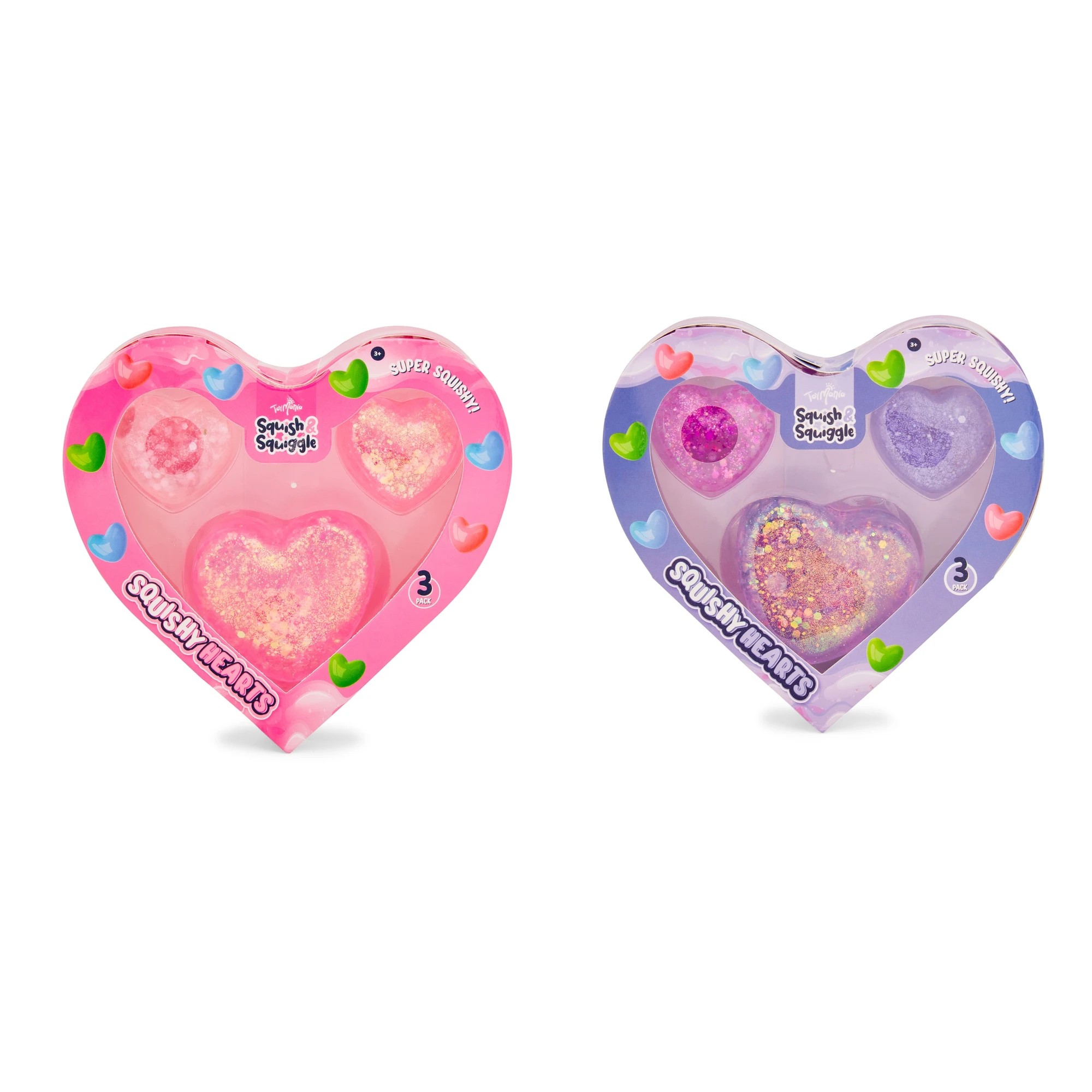 1 3 Pack ToyMania Squish and Squiggle Squishy Hearts - Assorted, 1 of 7