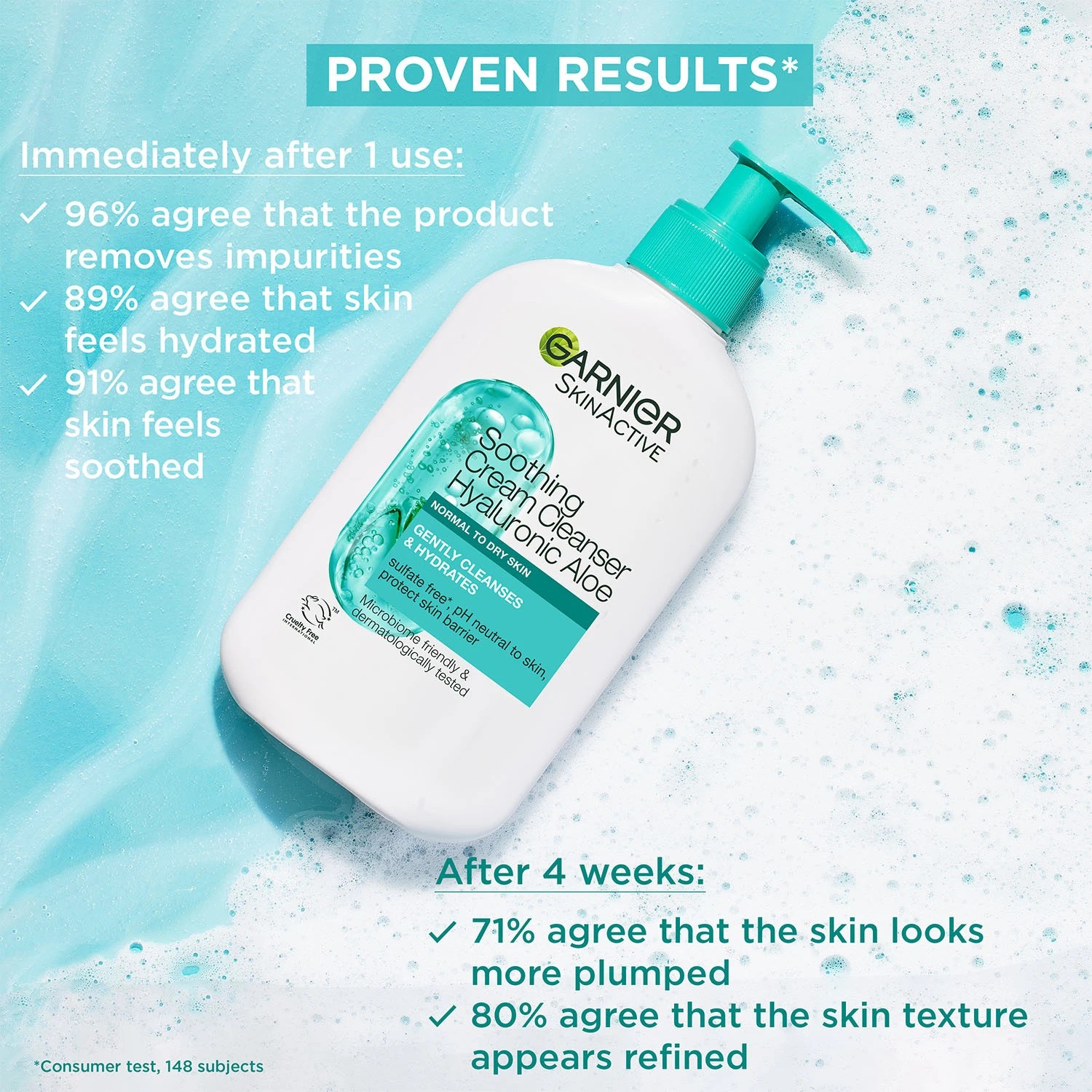 3 Garnier SkinActive Soothing Cream Cleanser 250ml - Hyaluronic Acid and Aloe Vera, 3 of 10
