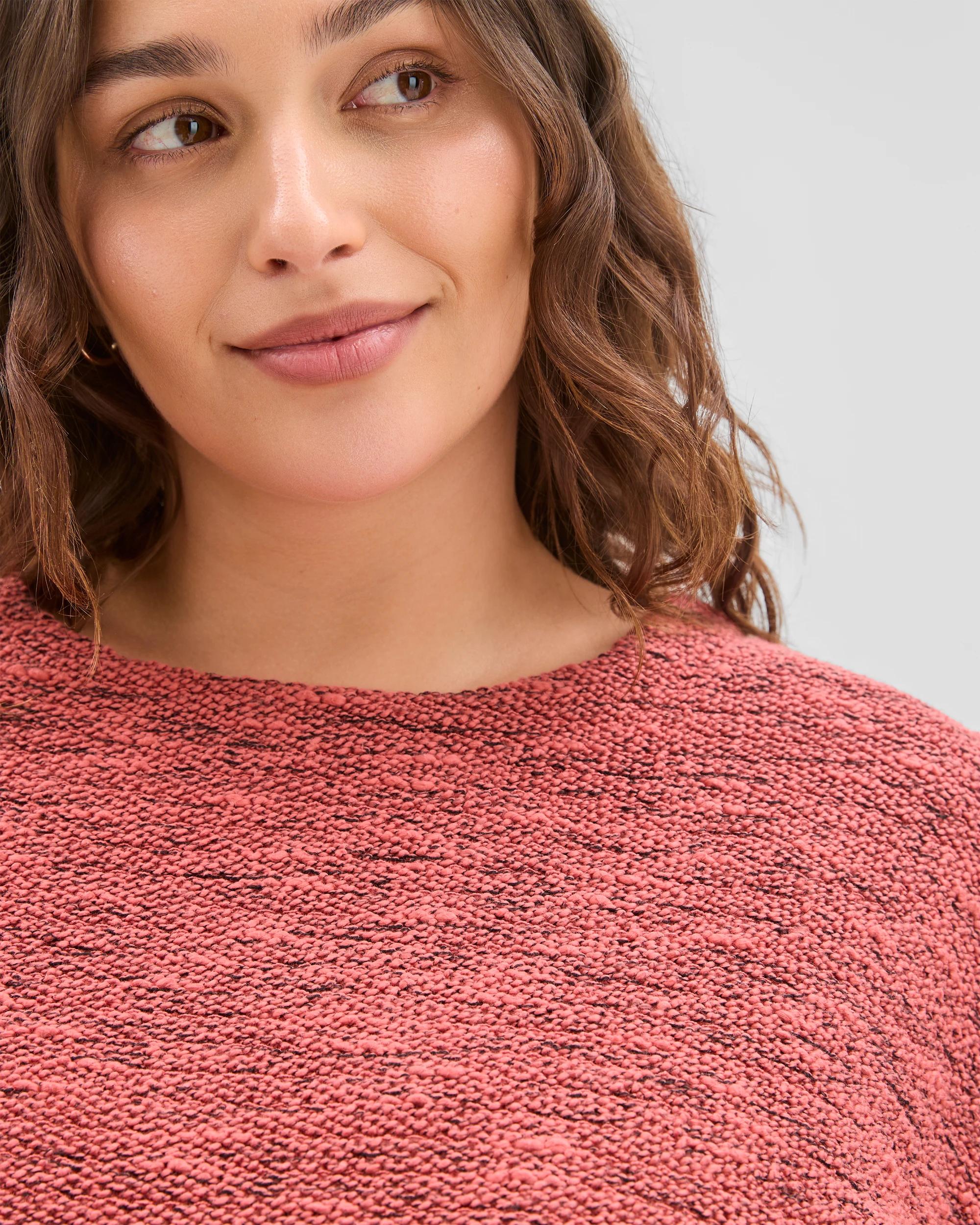 5 Target Curve Plus Size Australian Cotton Blend Curved Hem Textured Top MARSALA, 5 of 6