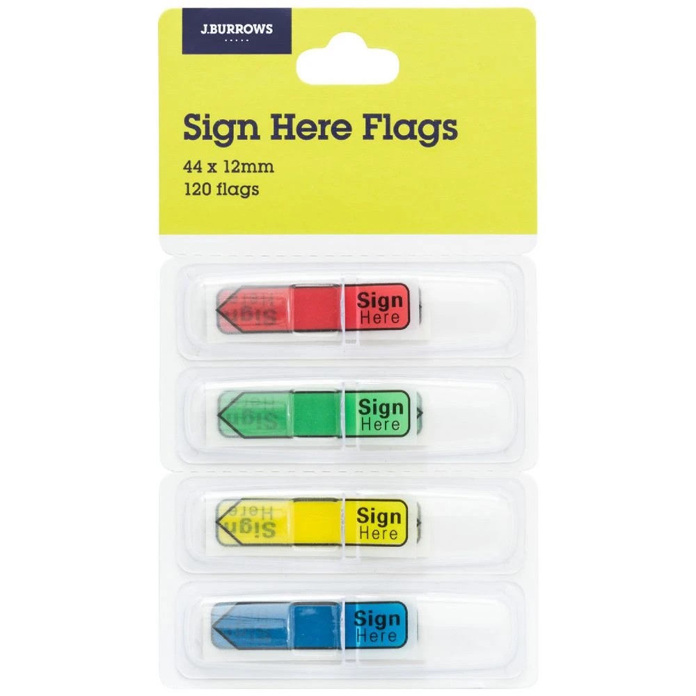 1 J.Burrows Mini Sign Here Flags 12 x 44mm 4 Pack, 1 of 3