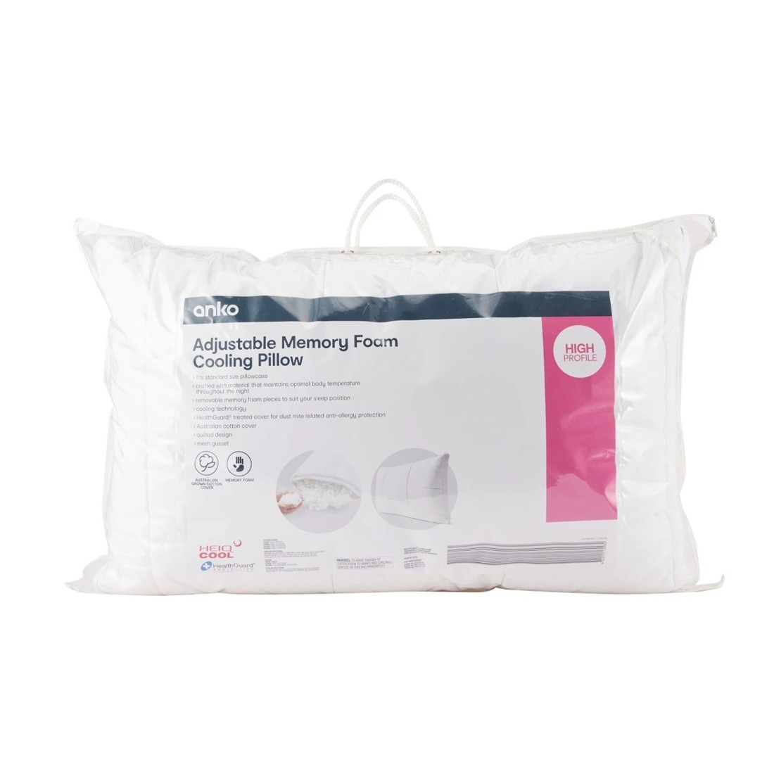 1 Adjustable Memory Foam Cooling Pillow - High Profile, White, 1 of 9