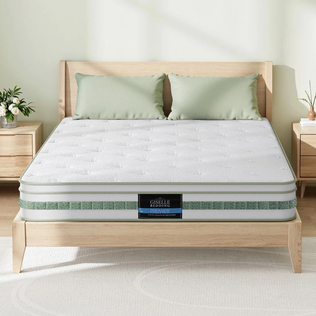 3 Giselle Bedding Green Tea Foam Pocket Spring Mattress Double Bed Hybrid Mattresses - Double Bed - Green, 3 of 6