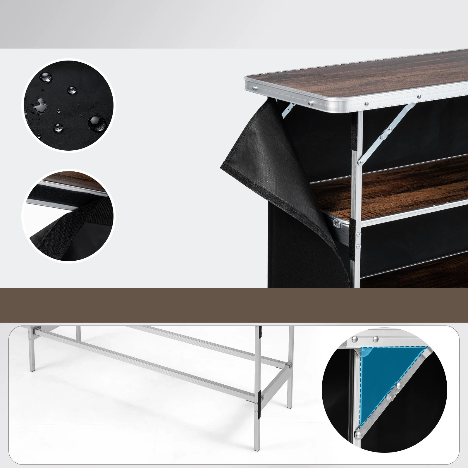 2 Costway 2Tier Folding Camping Table Aluminum Portable Picnic Table Open Shelf w/Bag, 2 of 7