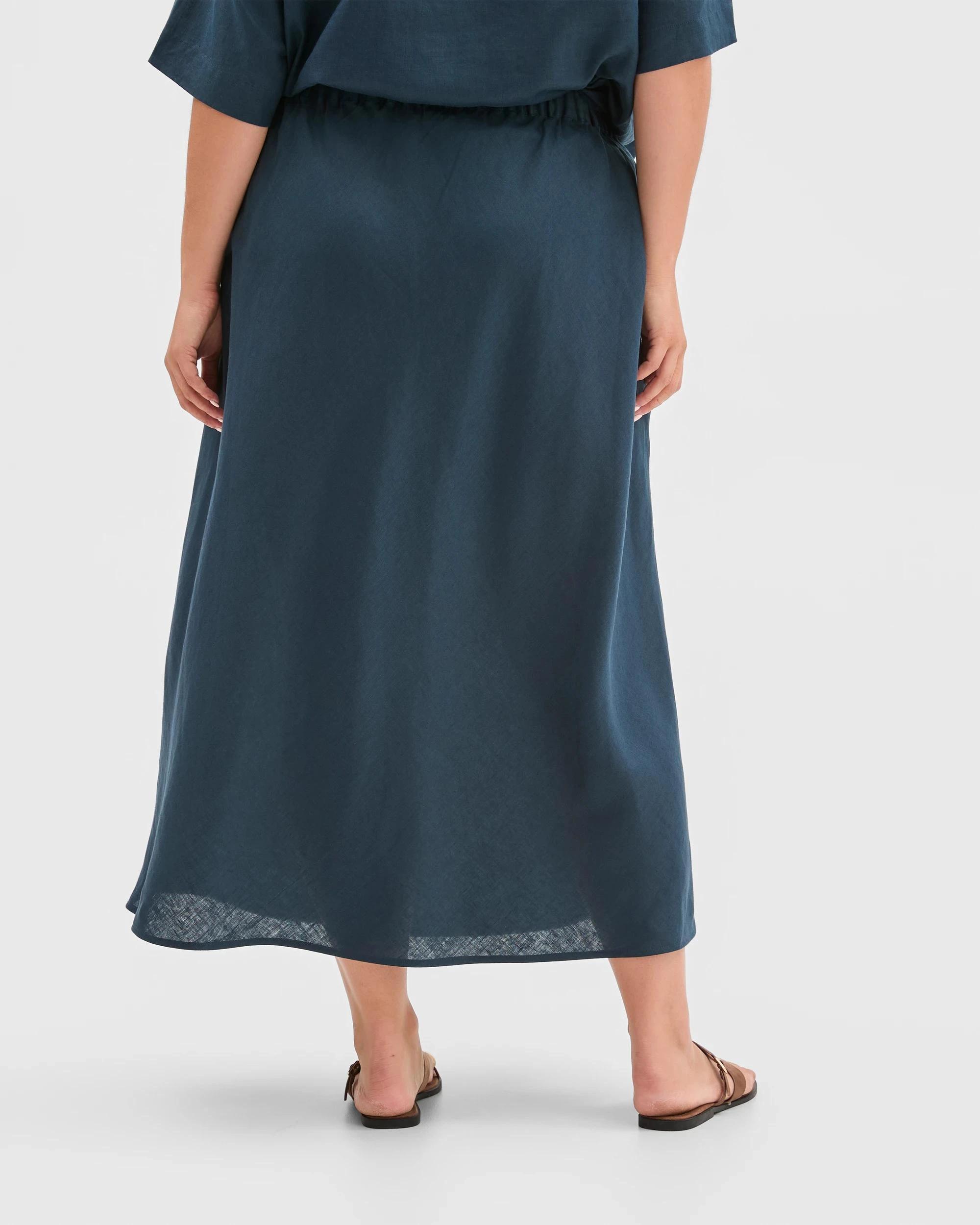 6 Target Curve Plus Size European Linen Seam Detail Skirt SODALITE, 6 of 6