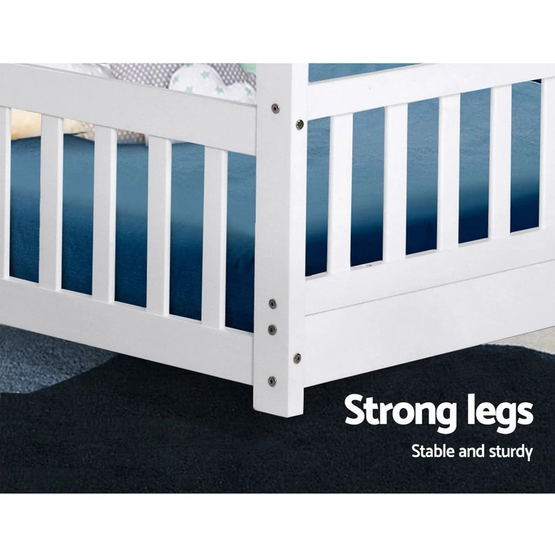 6 Artiss Bed Frame Wooden Kids House Frame
 - White, 6 of 7