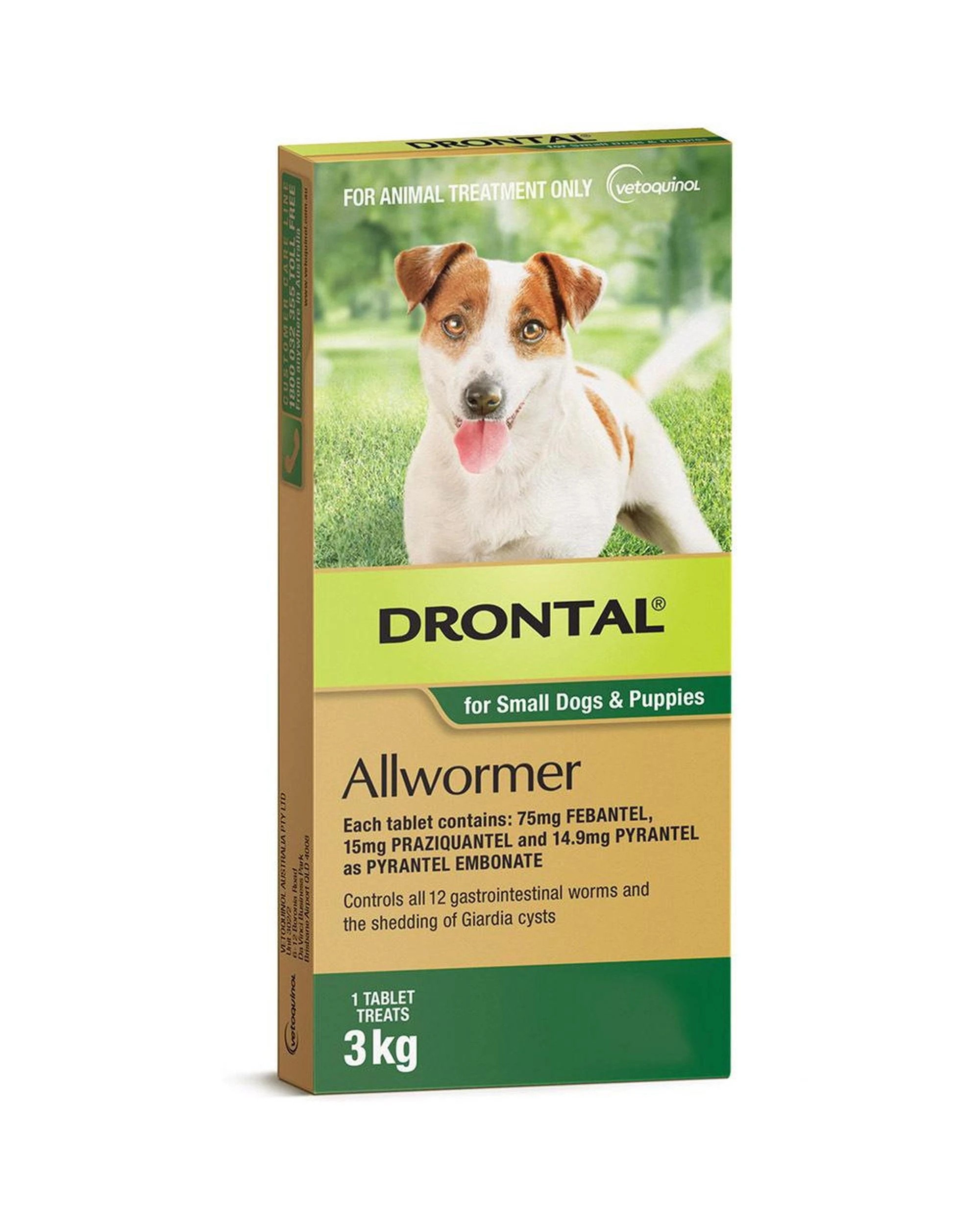 1 Drontal Chewable Allwormer for Puppies & Small Dogs 3kg 4 Pack, 1 of 1