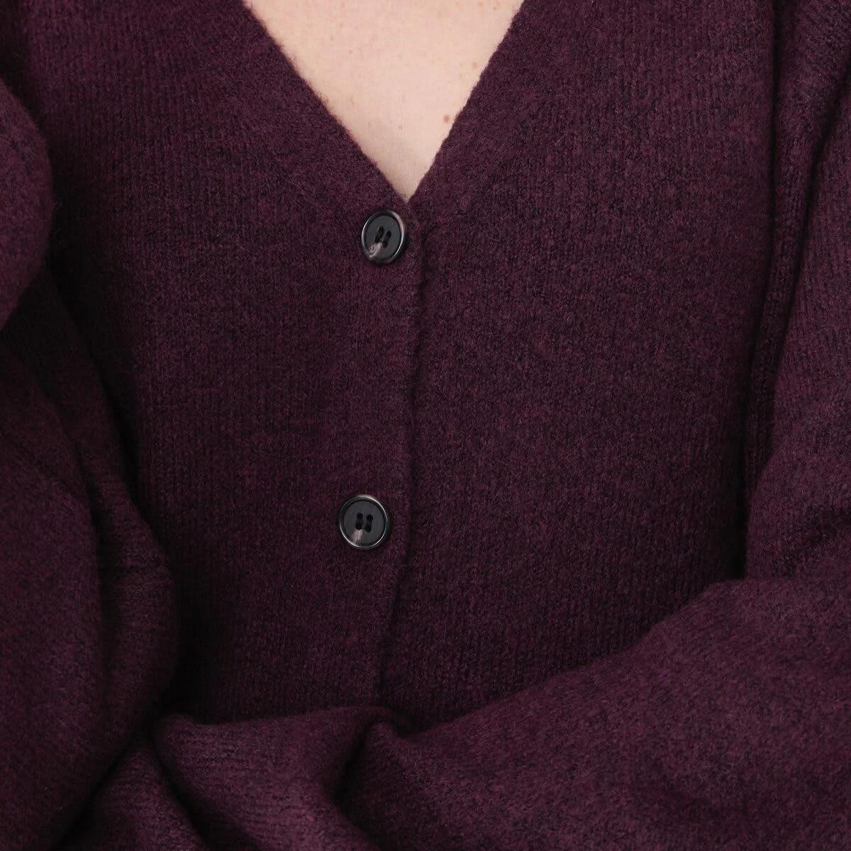 5 Long Sleeve Cardigan Knit Midi Dress Mulberry, 5 of 5