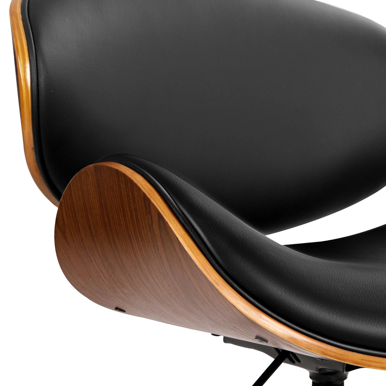 3 Alfordson Wooden Office Chair Computer Chairs Bentwood Seat Leather - Black, 3 of 10