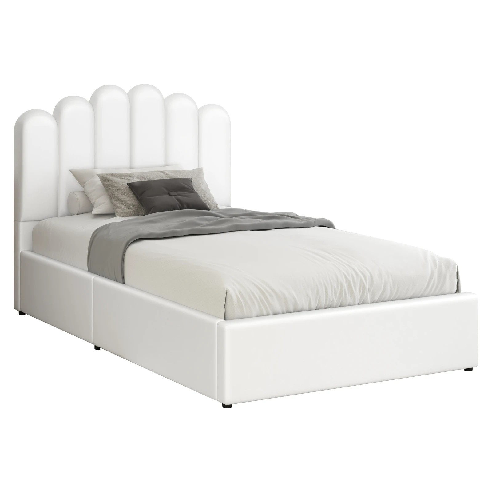 1 Alfordson Bed Frame King Single Gas Lift Storage Base Wooden Milton - White, 1 of 10