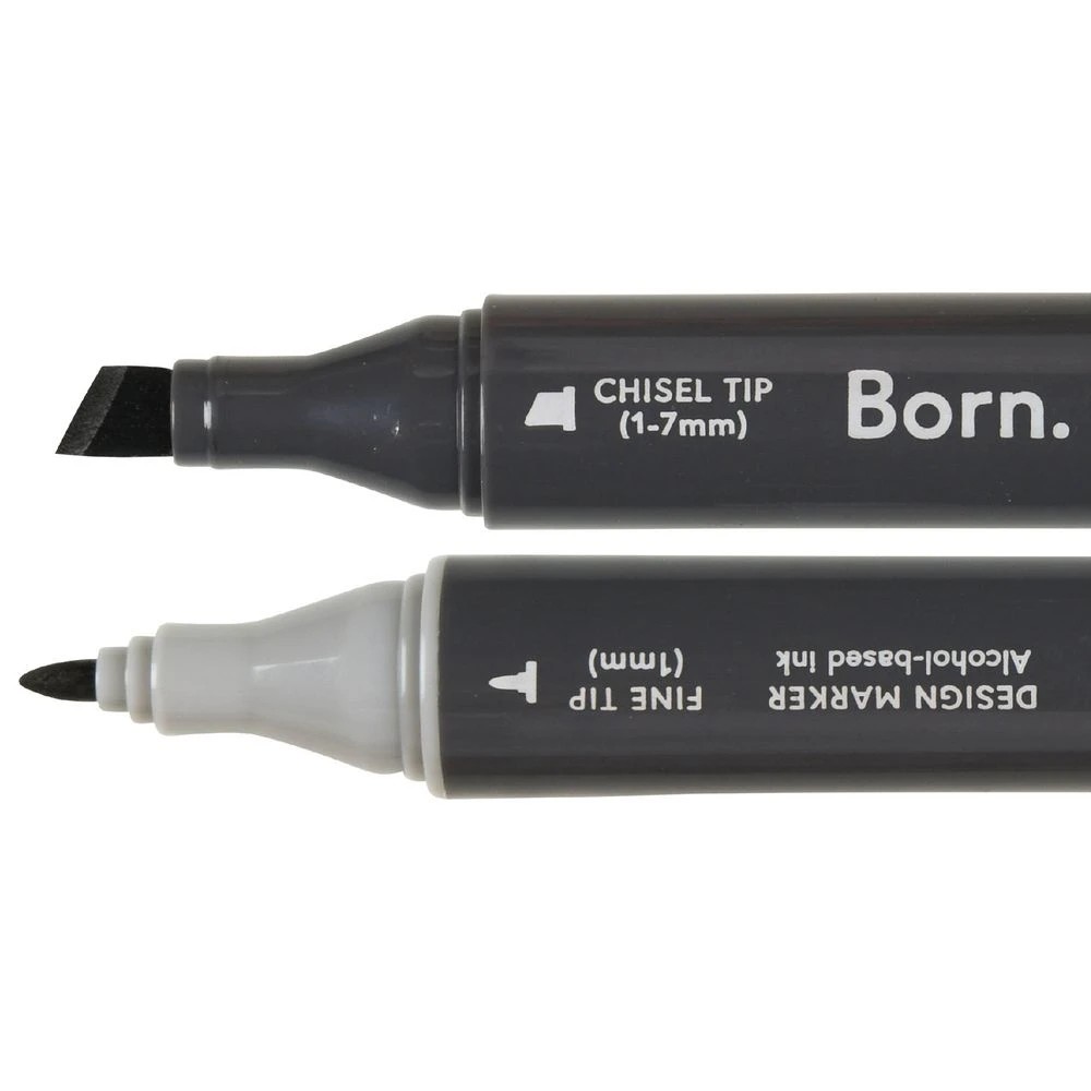 2 Born Dual-Tip Artist Marker Black 120, 2 of 4