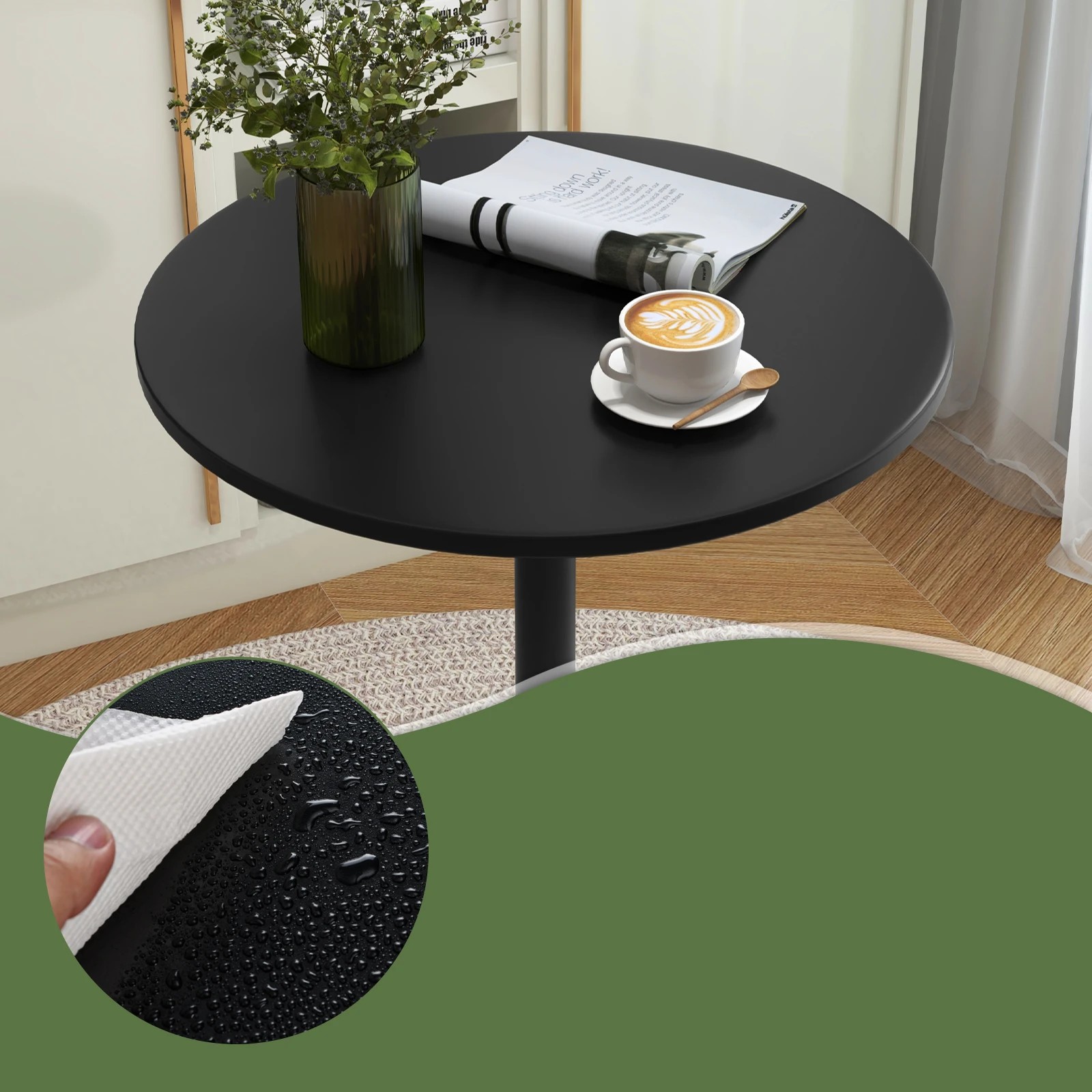 7 Costway 2PCS High Bar Table Round Coffee Side Table Pub Dining Table - Black, 7 of 8