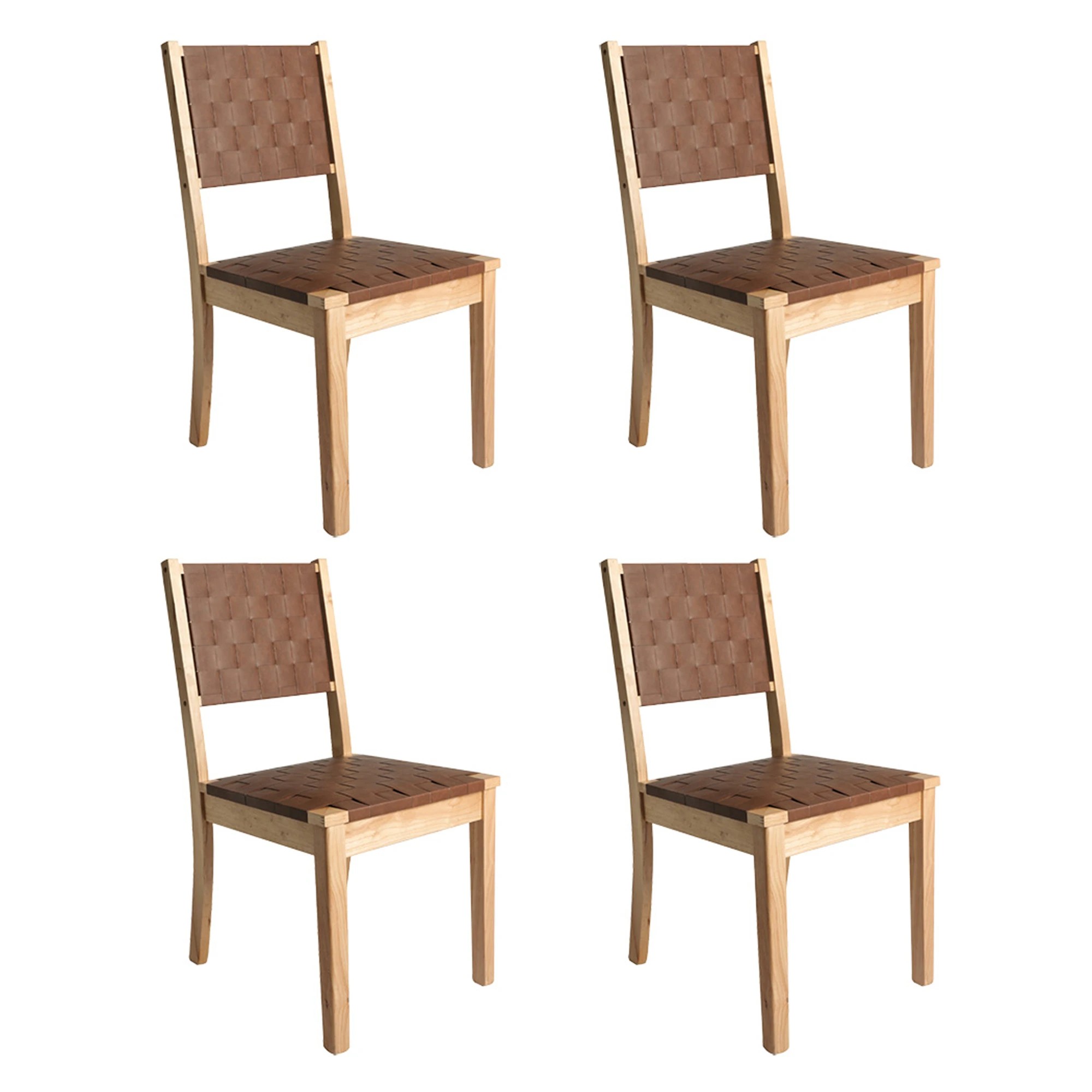 1 Levede 4x Dining Chairs PU Solid Beech Wood - Natural, 1 of 8
