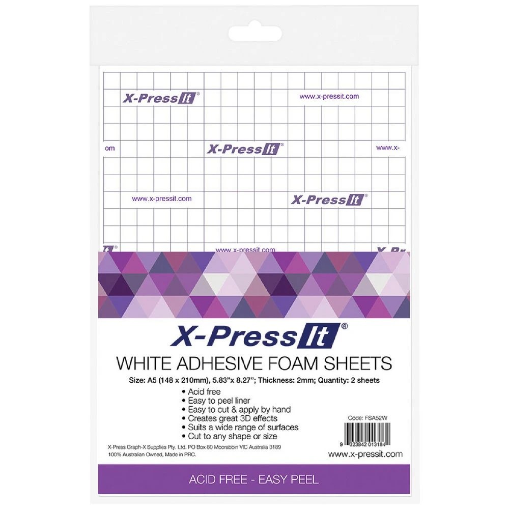 1 X-Press It A5 Adhesive Foam Sheet White 2mm 2 Pack, 1 of 2
