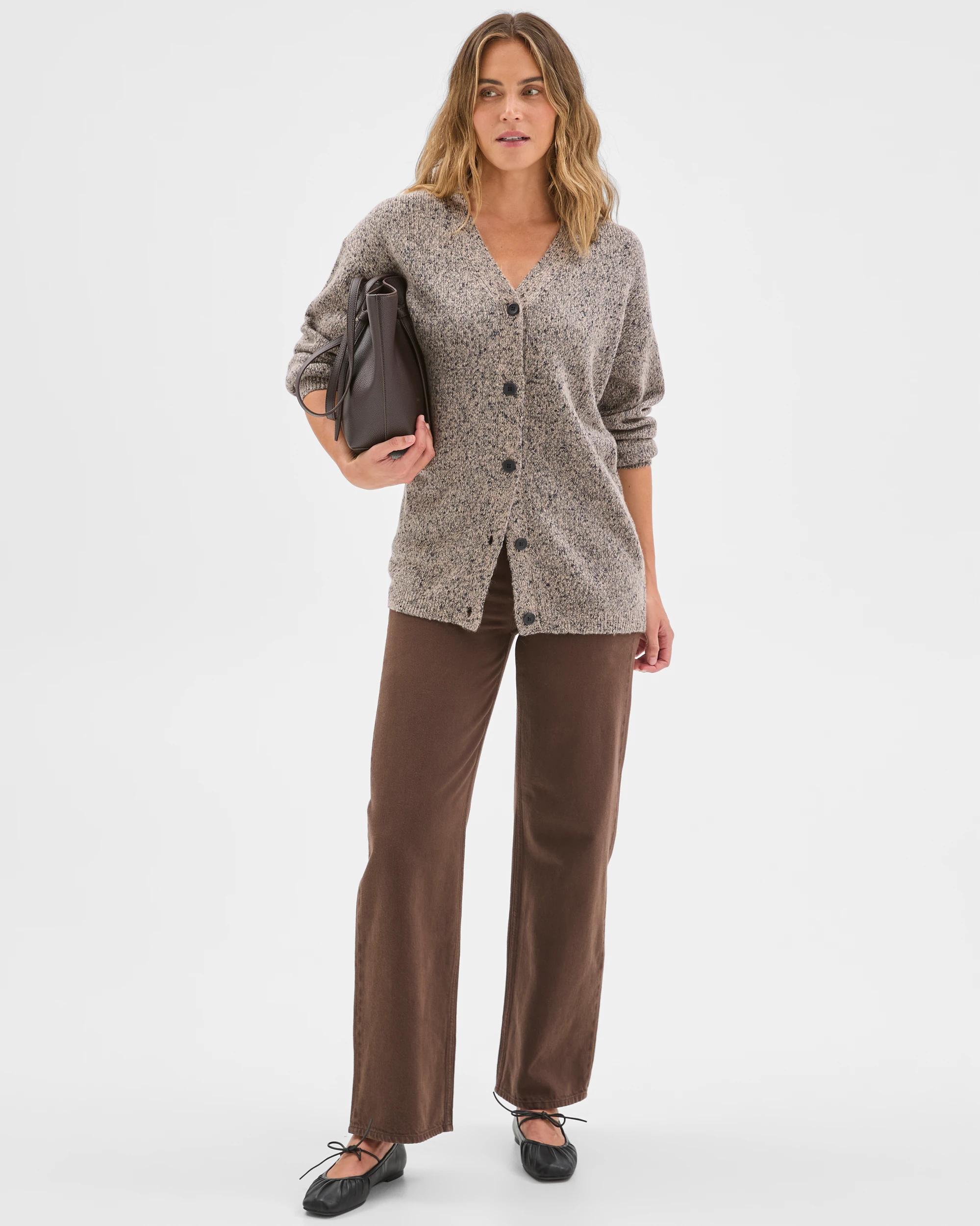 2 Target Woman Twist Slub Grandpa Cardigan DOVE MARLE, 2 of 5