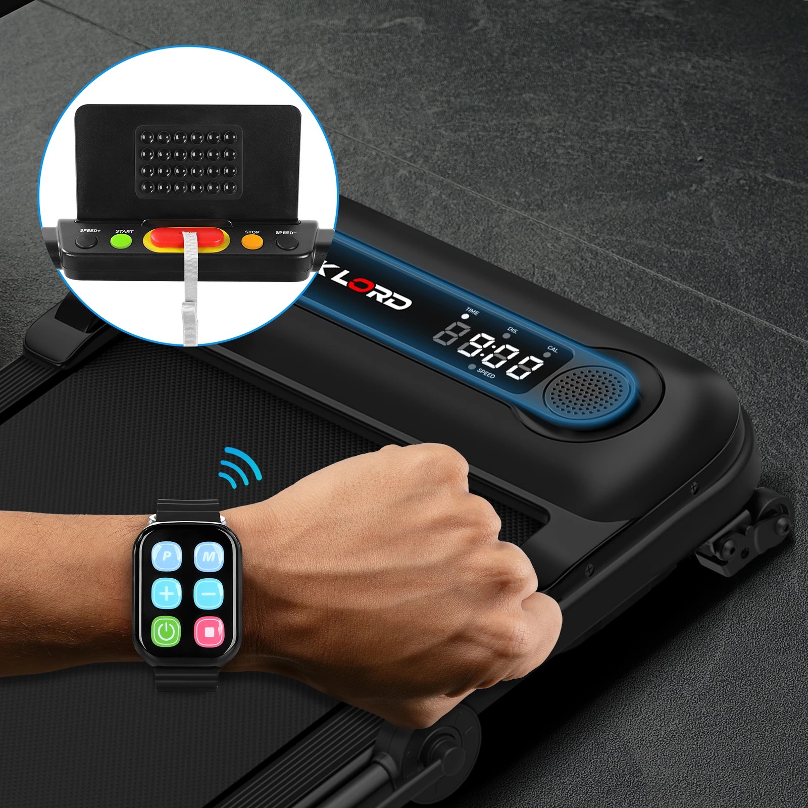 8 Black Lord Treadmill Electric Walking Pad Folding Incline Shock Absorbers - Black, 8 of 10