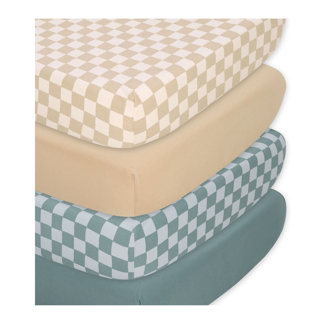 1 4pc The Peanutshell Organic Cotton Jersey Fitted Crib Sheets Check
 - Multi, 1 of 6