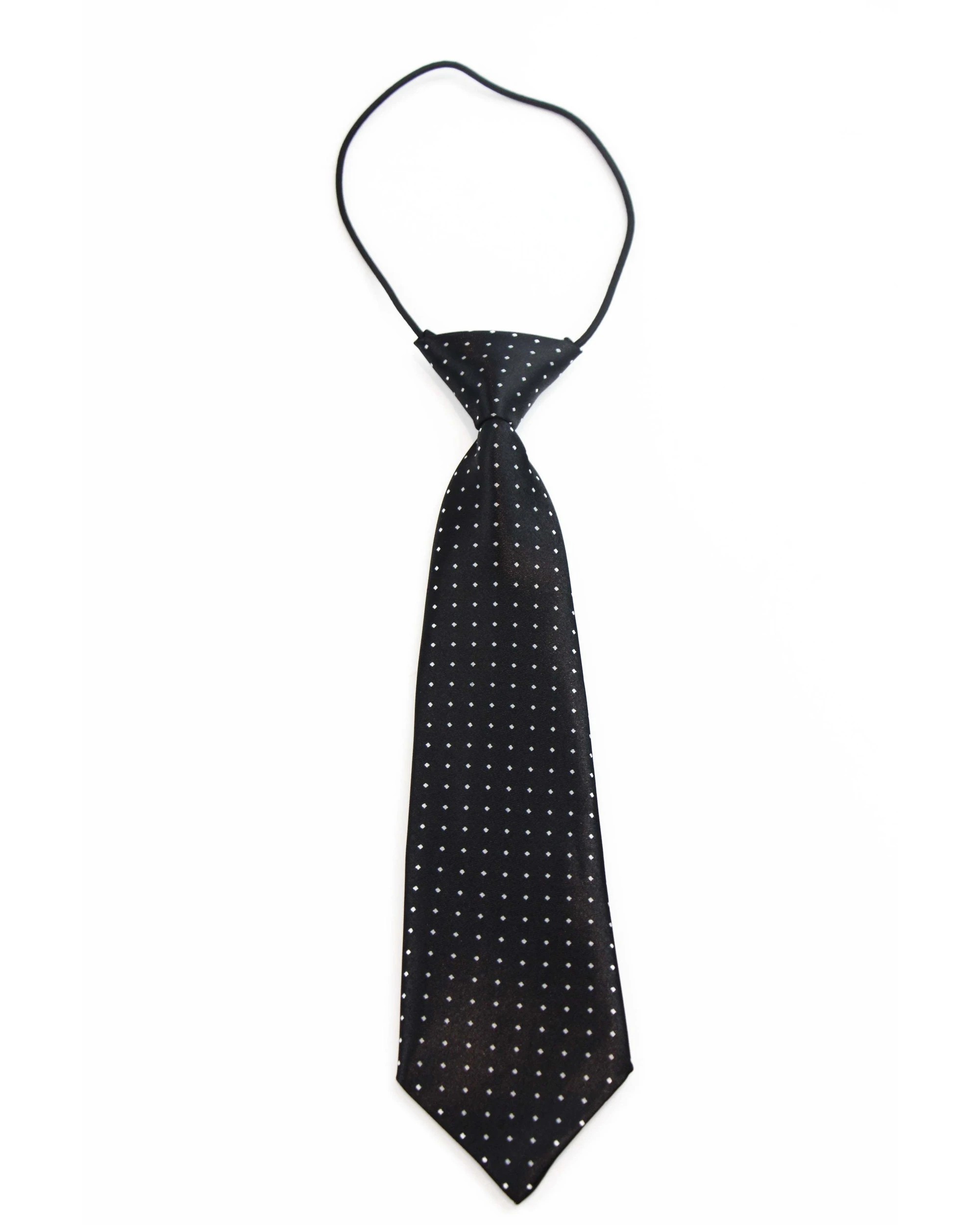 2 Zasel Kids Boys Black & White Patterned Elastic Neck Tie - Little Diamonds - Multi, 2 of 3