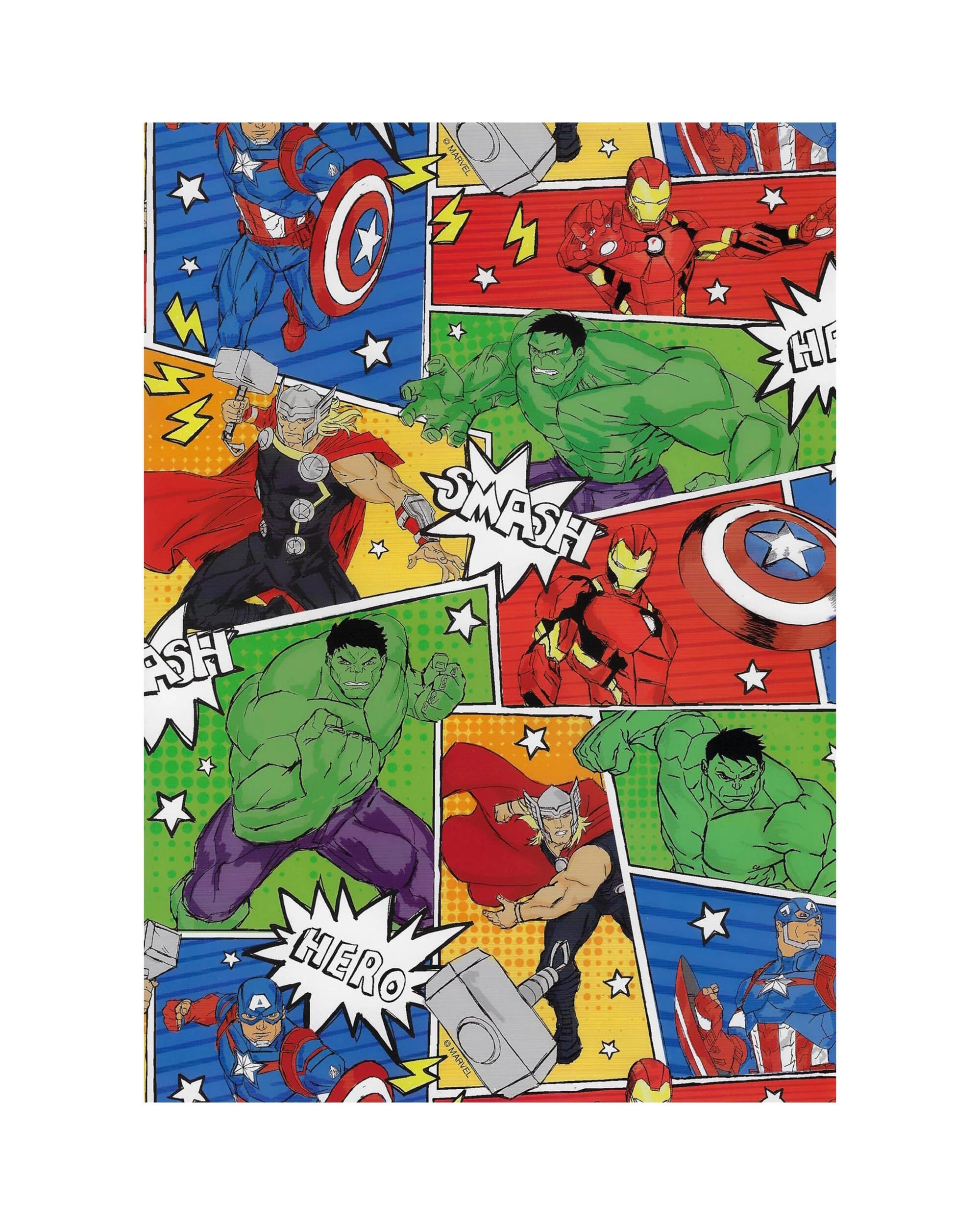 1 Artwrap Marvel Avengers Comic Wrapping Paper 1 Sheet - Multi, 1 of 1